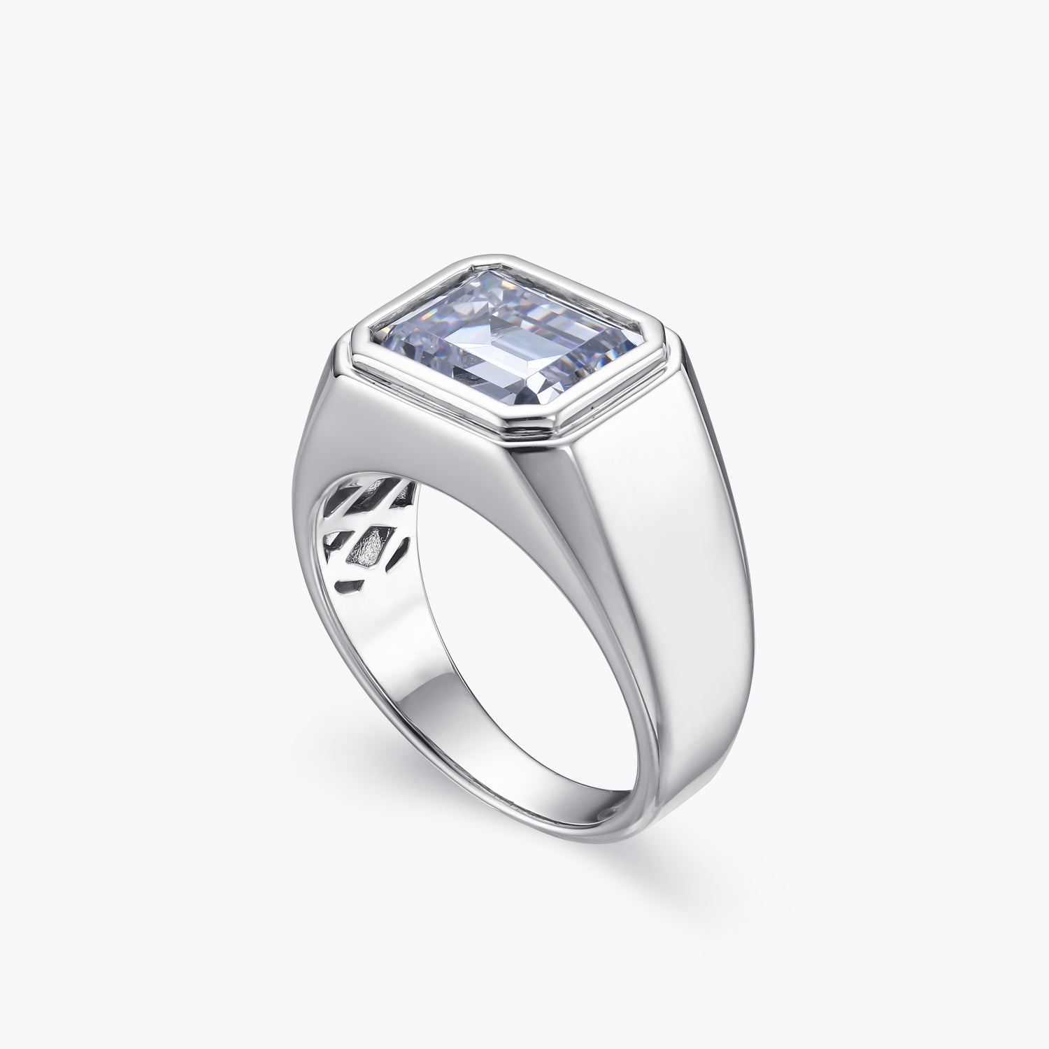 Dissoo® Emerald cut Sterling Silver Bezel Signet Ring