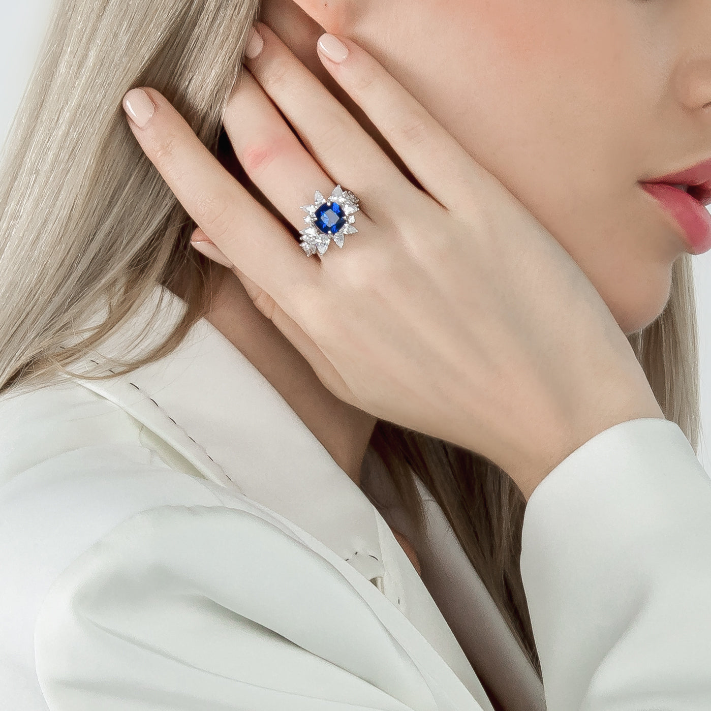 Dissoo® Pointed Sapphire Blue Zircon Ring