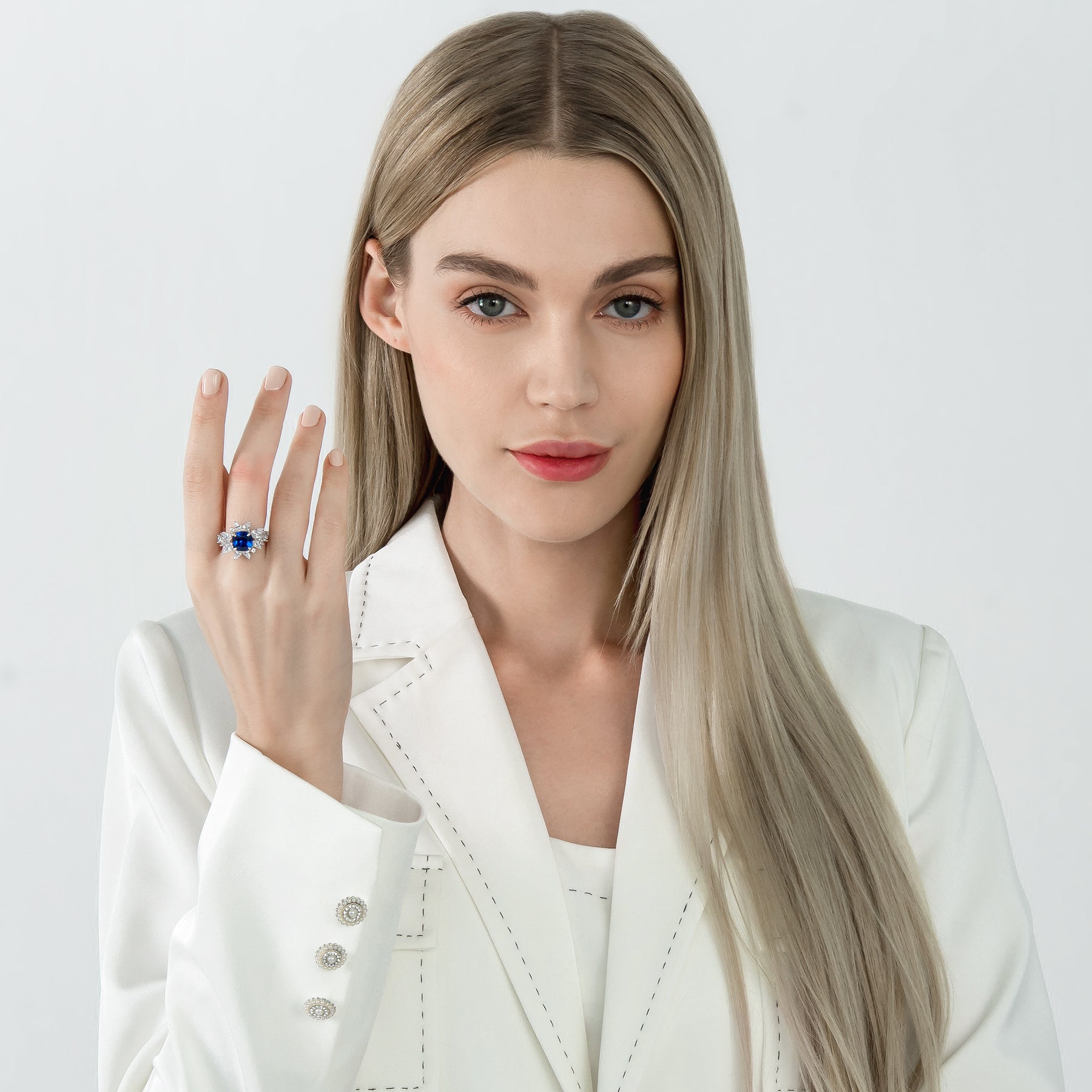Dissoo® Pointed Sapphire Blue Zircon Ring