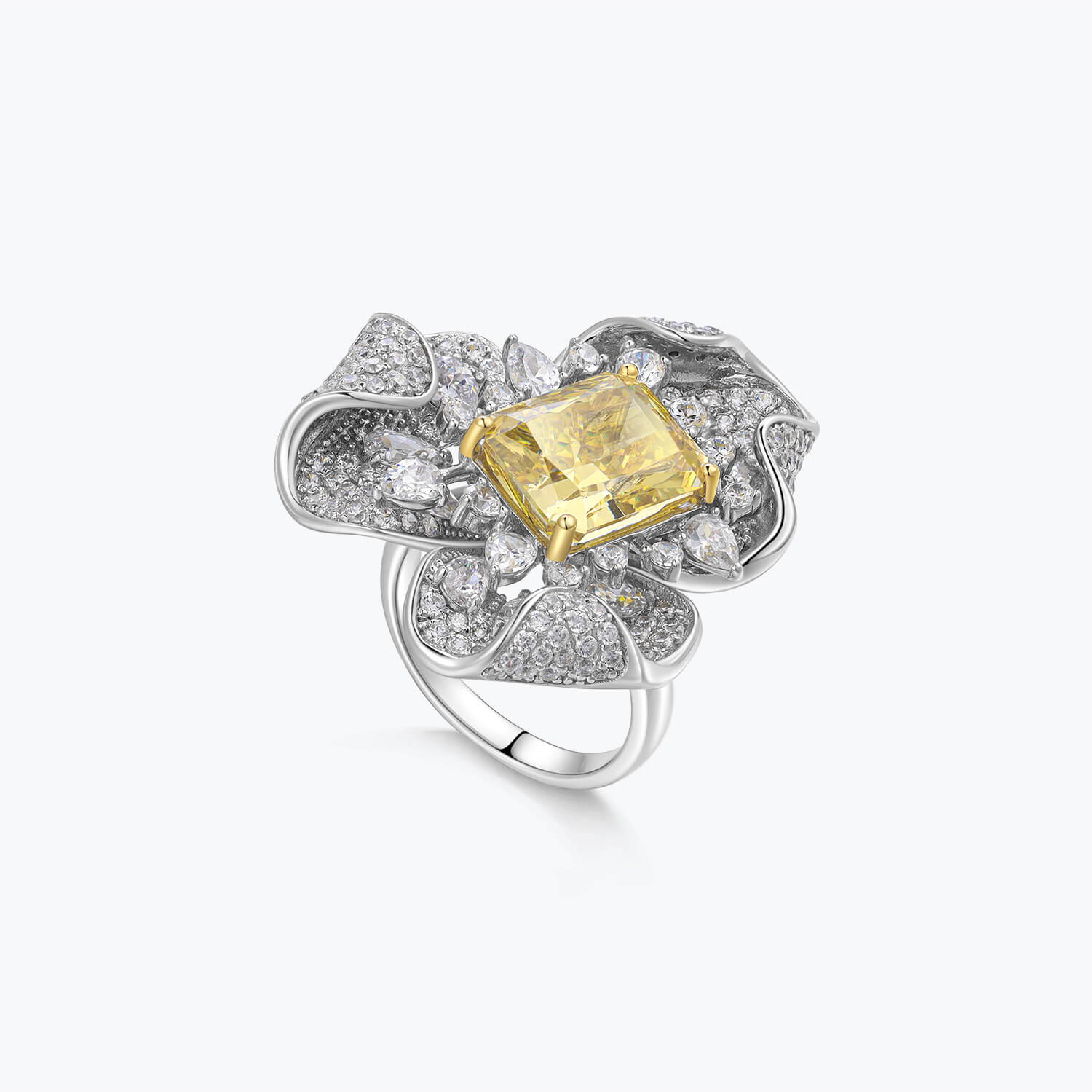 Dissoo®Yellow Floral Cluster Luxury Cocktail Ring