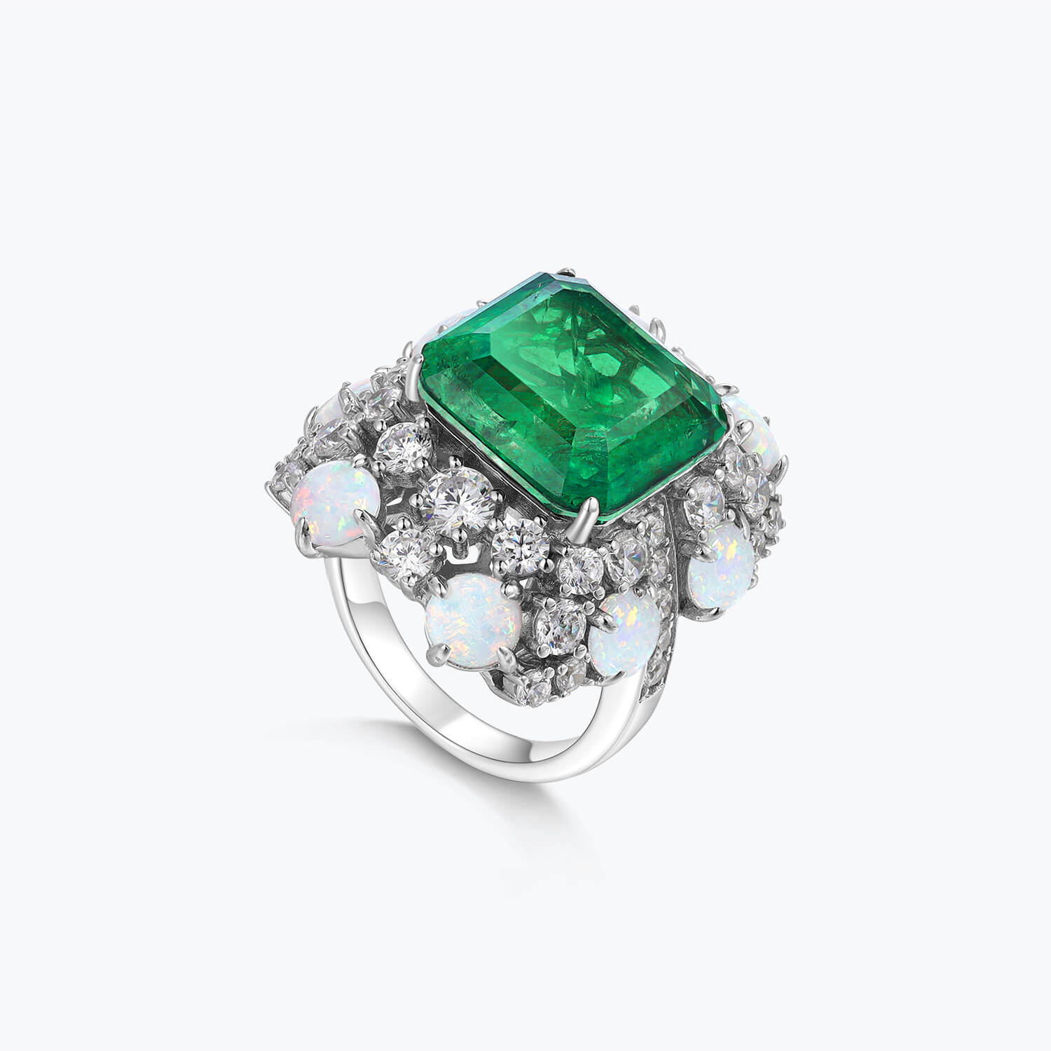Dissoo® Opal Drop & Emerald Luxury Cocktail Ring