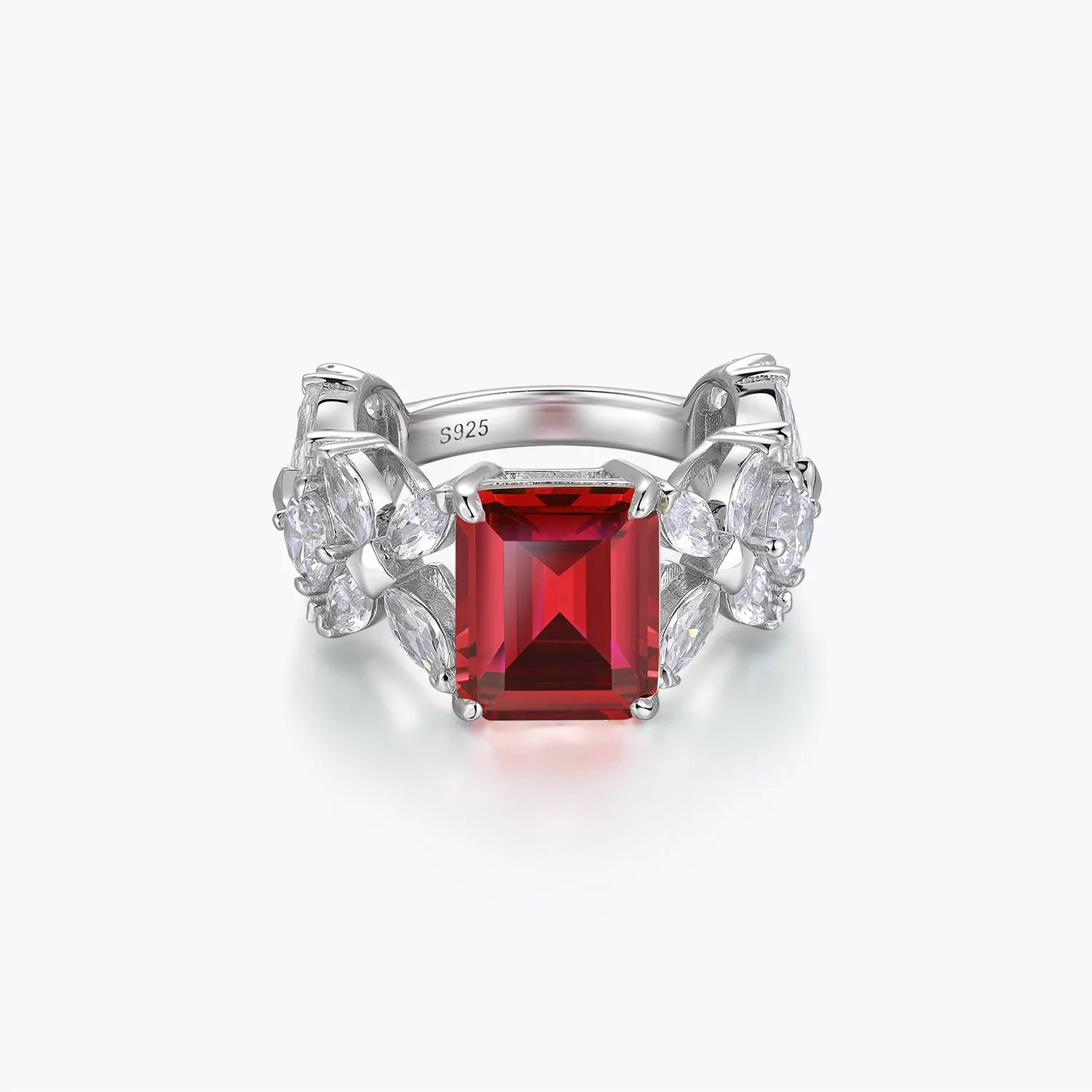 Dissoo® Emerald Cut Gemstone Leaf Trellis Cluster Light Yellow Cocktail Ring