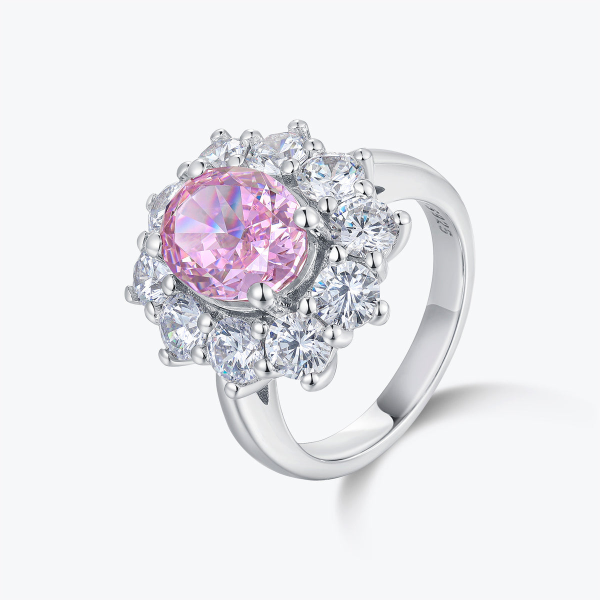 Dissoo® Pink Floral Halo Oval Engagement Ring & Cocktail Ring
