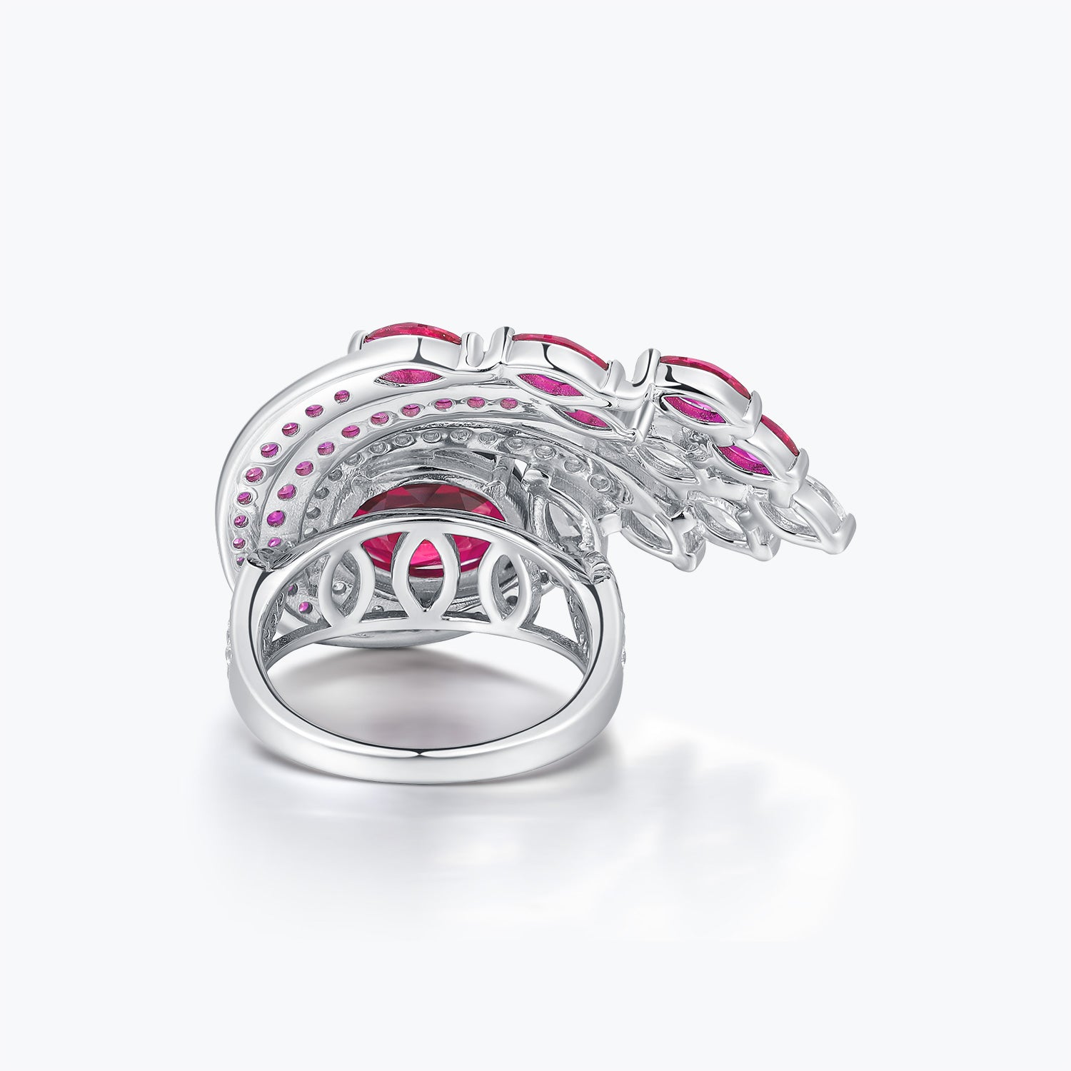 Dissoo® Dazzling Glow Cocktail Ring with 5ct Ruby Red Oval Gemstone