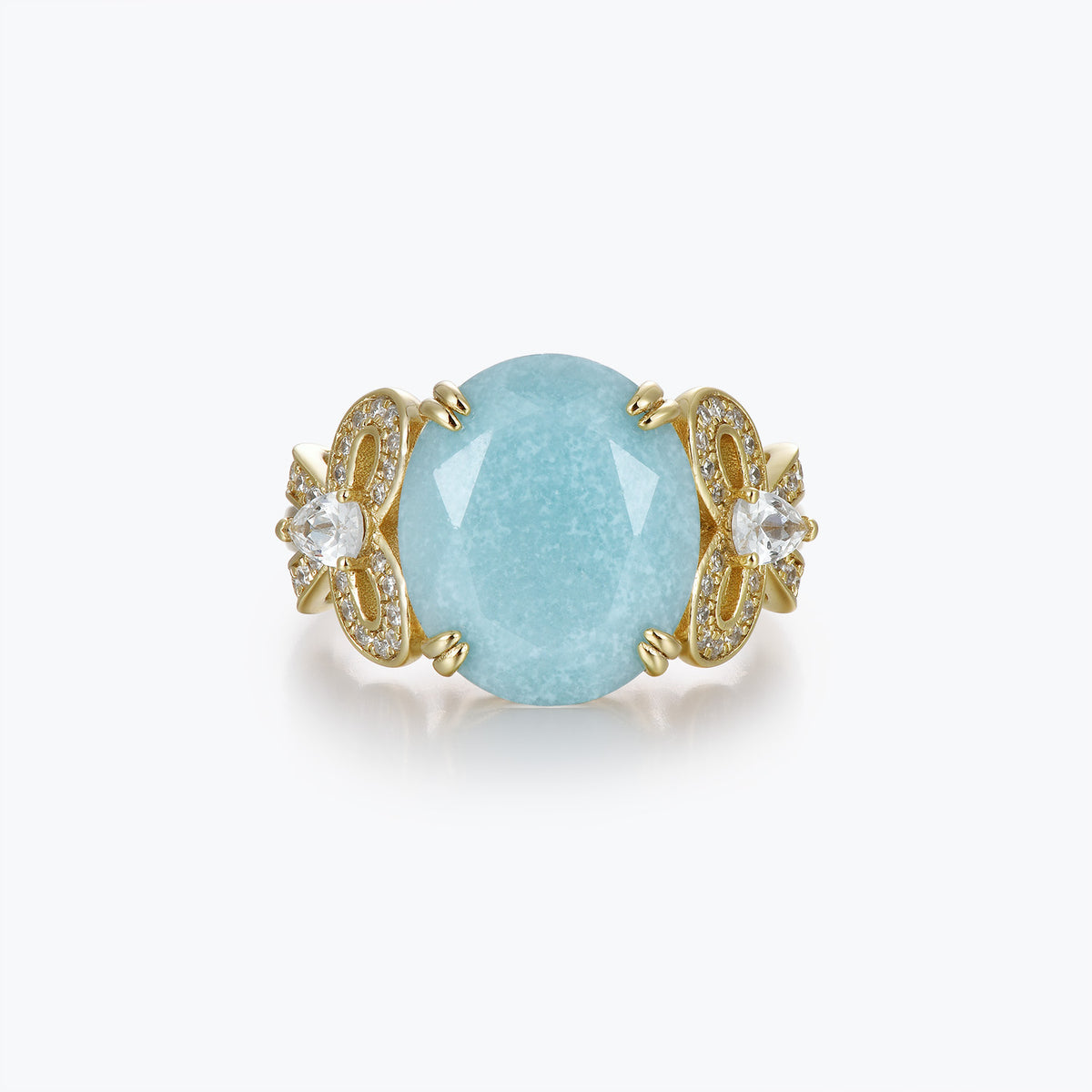 Dissoo® Bowknot Amazonite Three-Stone Cocktail Engagement Ring