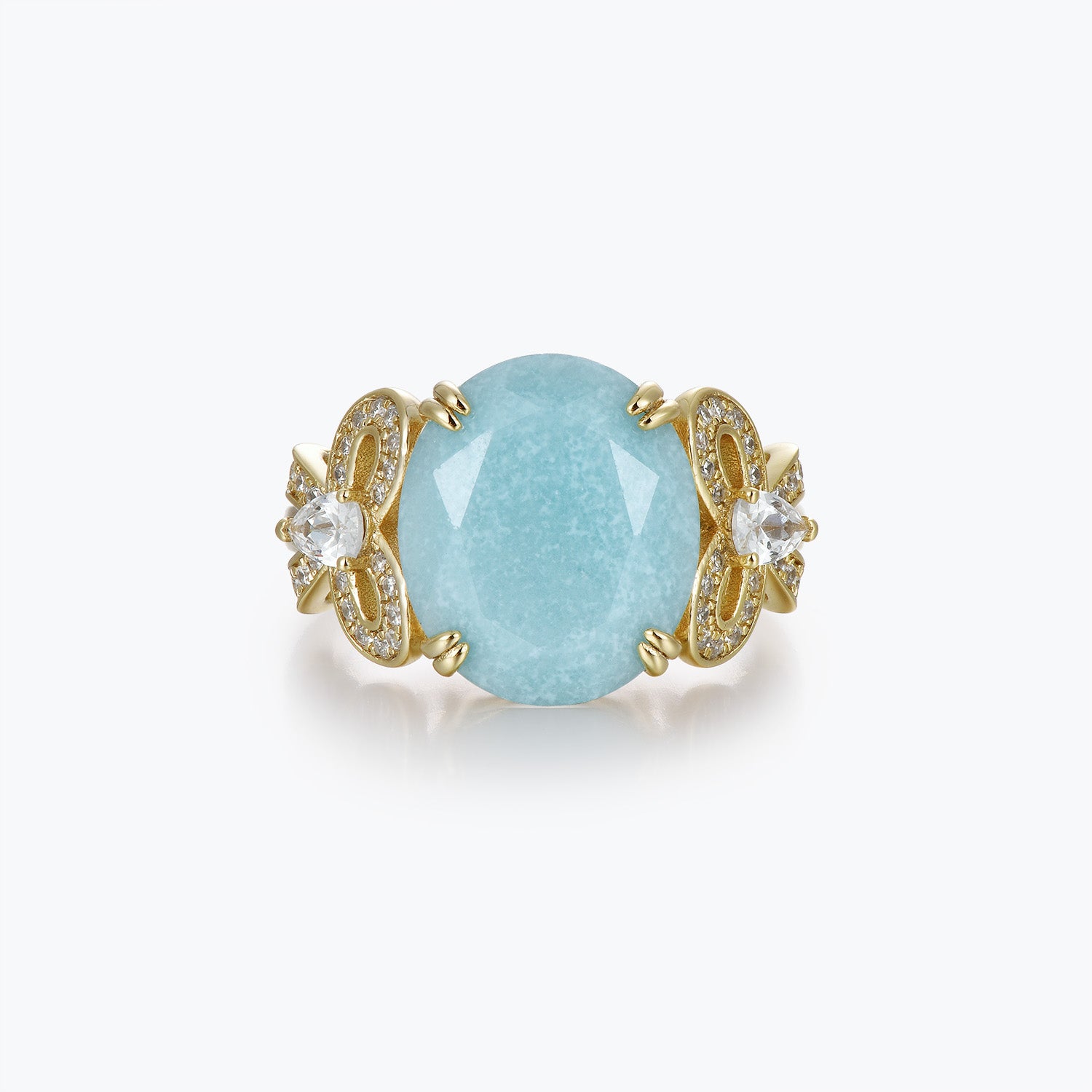 Dissoo® Bowknot Amazonite Three-Stone Cocktail Engagement Ring