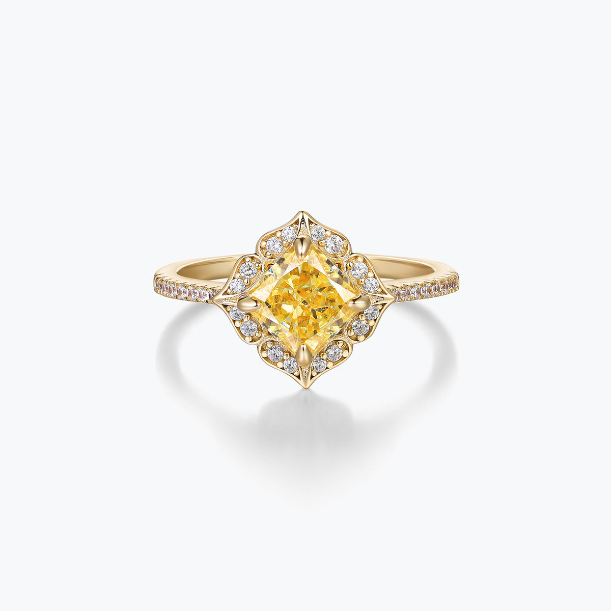Dissoo® Yellow  Stone Vintage Floral Engagement Ring Set