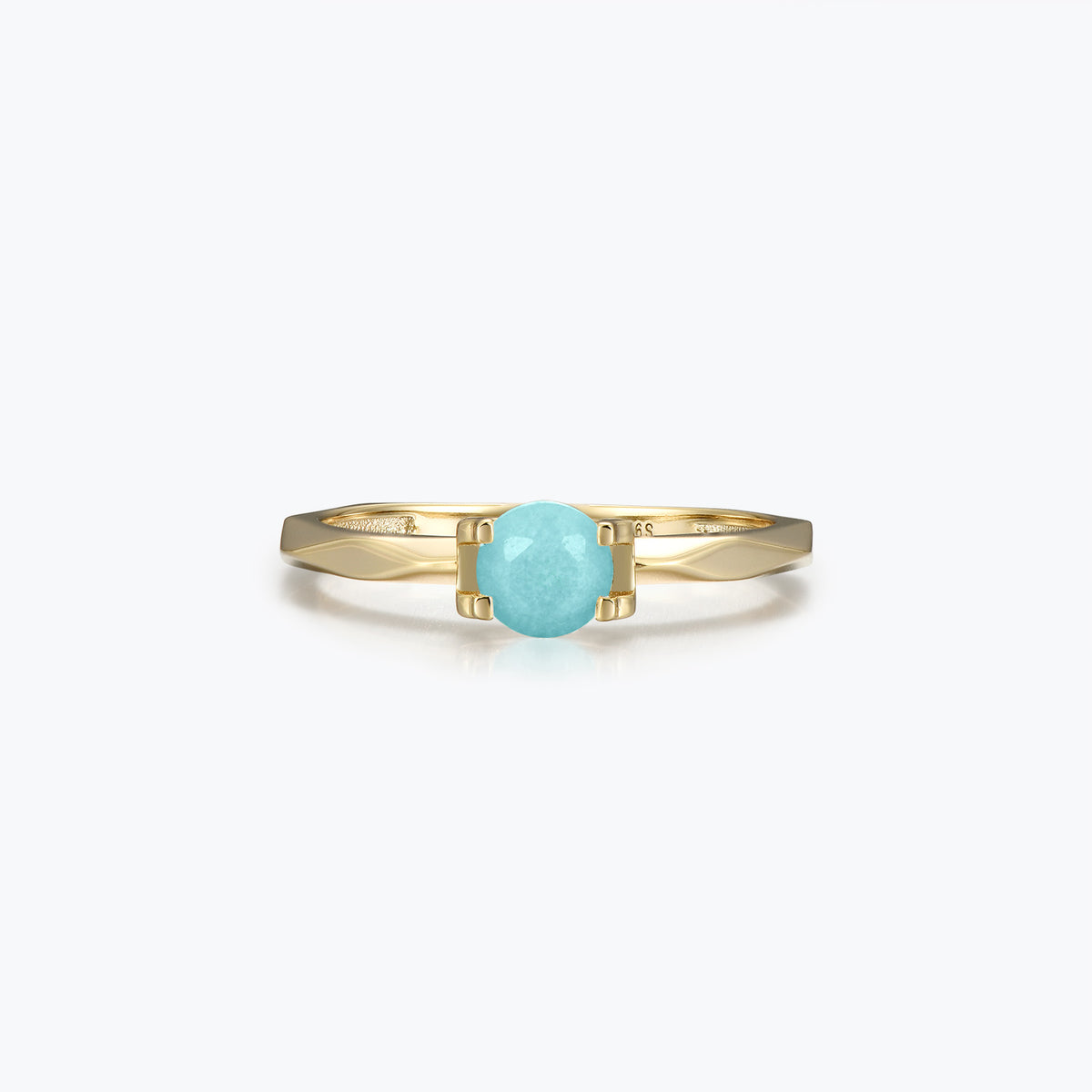 Dissoo® Gold Round Multi-faceted Amazonite Engagement Wedding Ring