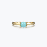 Dissoo® Gold Round Multi-faceted Amazonite Engagement Wedding Ring