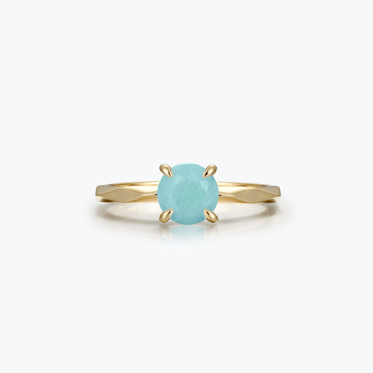 Dissoo® Gold Round Multi-faceted Amazonite Engagement Wedding Ring