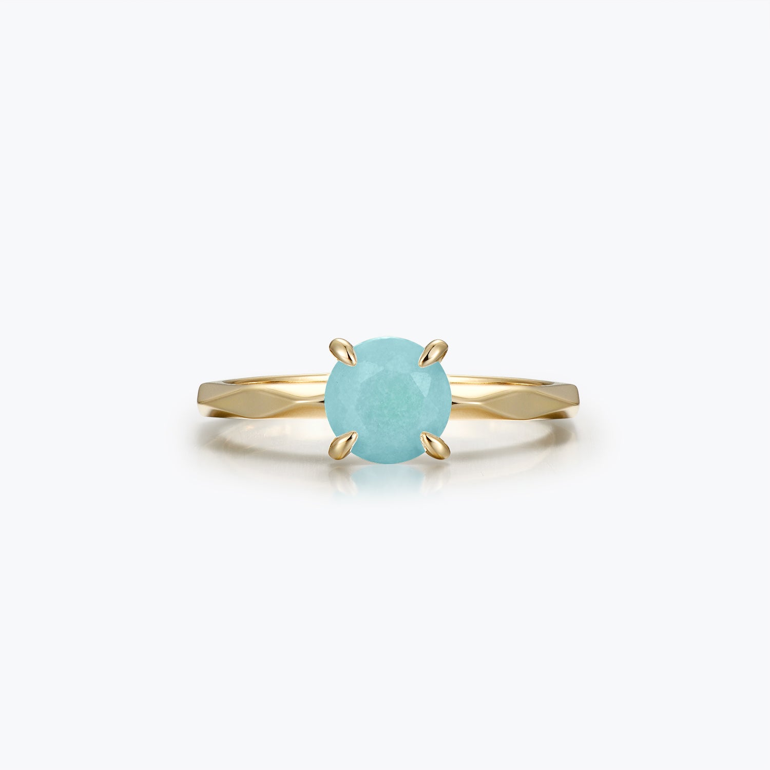 Dissoo® Gold Round Multi-faceted Amazonite Engagement Wedding Ring