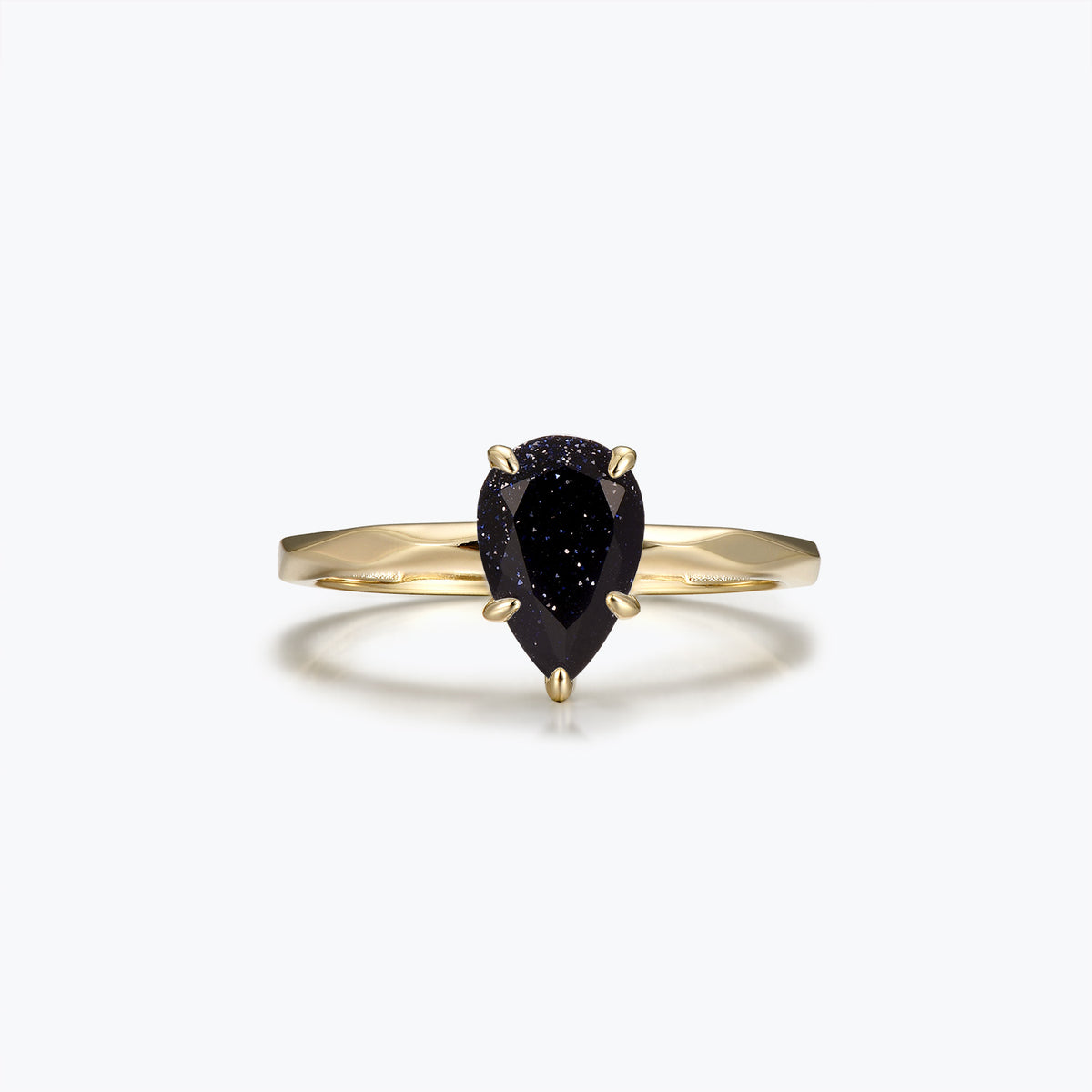 Dissoo® Gold Pear Blue Goldston Multi-faceted Engagement Wedding Ring
