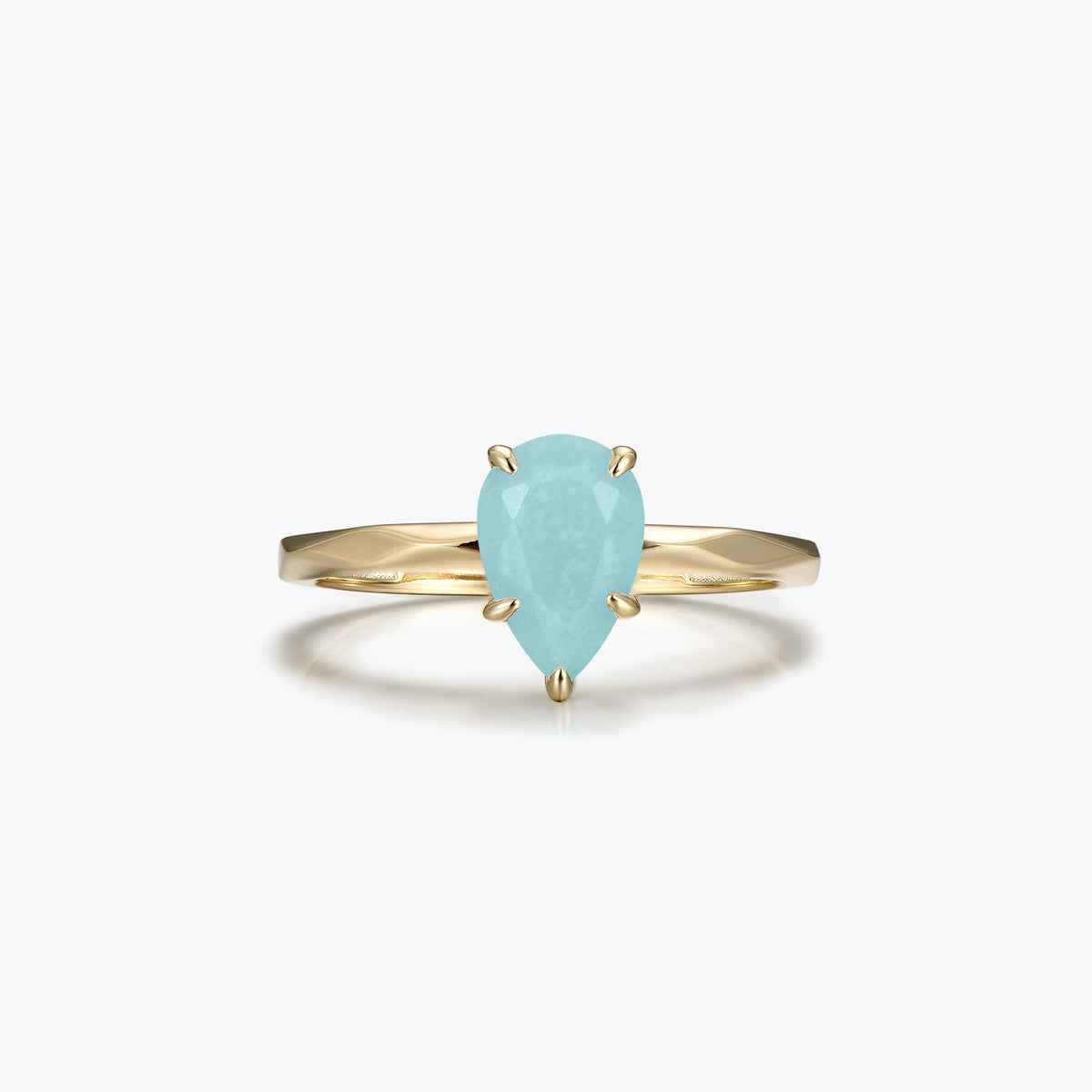 Dissoo® Gold Pear Amazonite Multi-faceted Engagement Wedding Ring