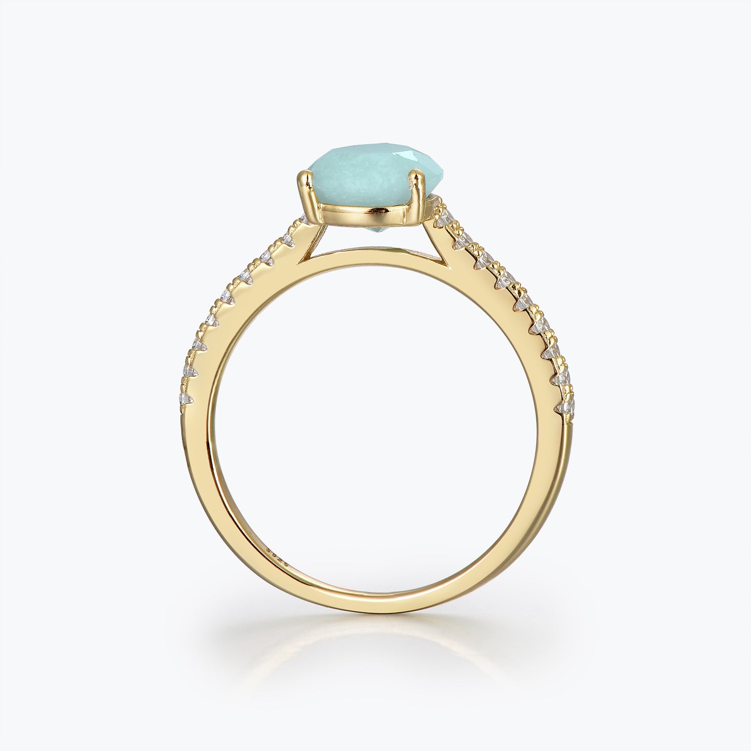 Dissoo® Pear Eternity Stackable Amazonite Bridal Set Ring in Gold Vermeil