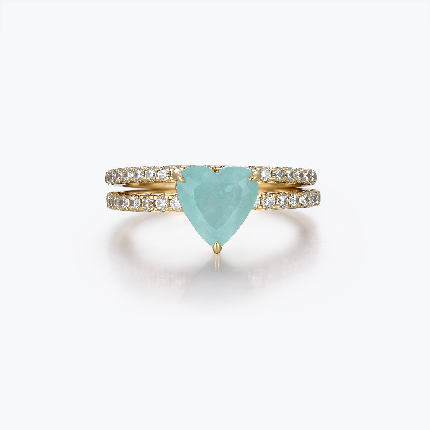 Dissoo® Heart Eternity Amazonite Bridal Set Ring in Gold Vermeil