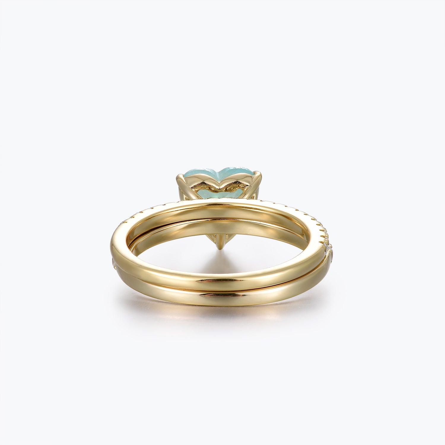 Dissoo® Heart Eternity Amazonite Bridal Set Ring in Gold Vermeil