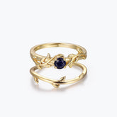 Dissoo® Winding Willow Blue Goldstone Bridal Set Engagement Ring