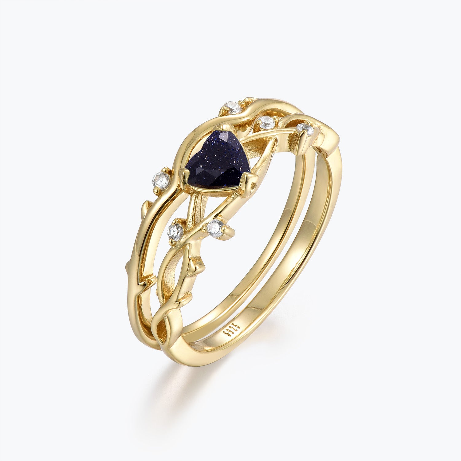 Dissoo® Winding Willow Heart Blue Goldstone Bridal Set