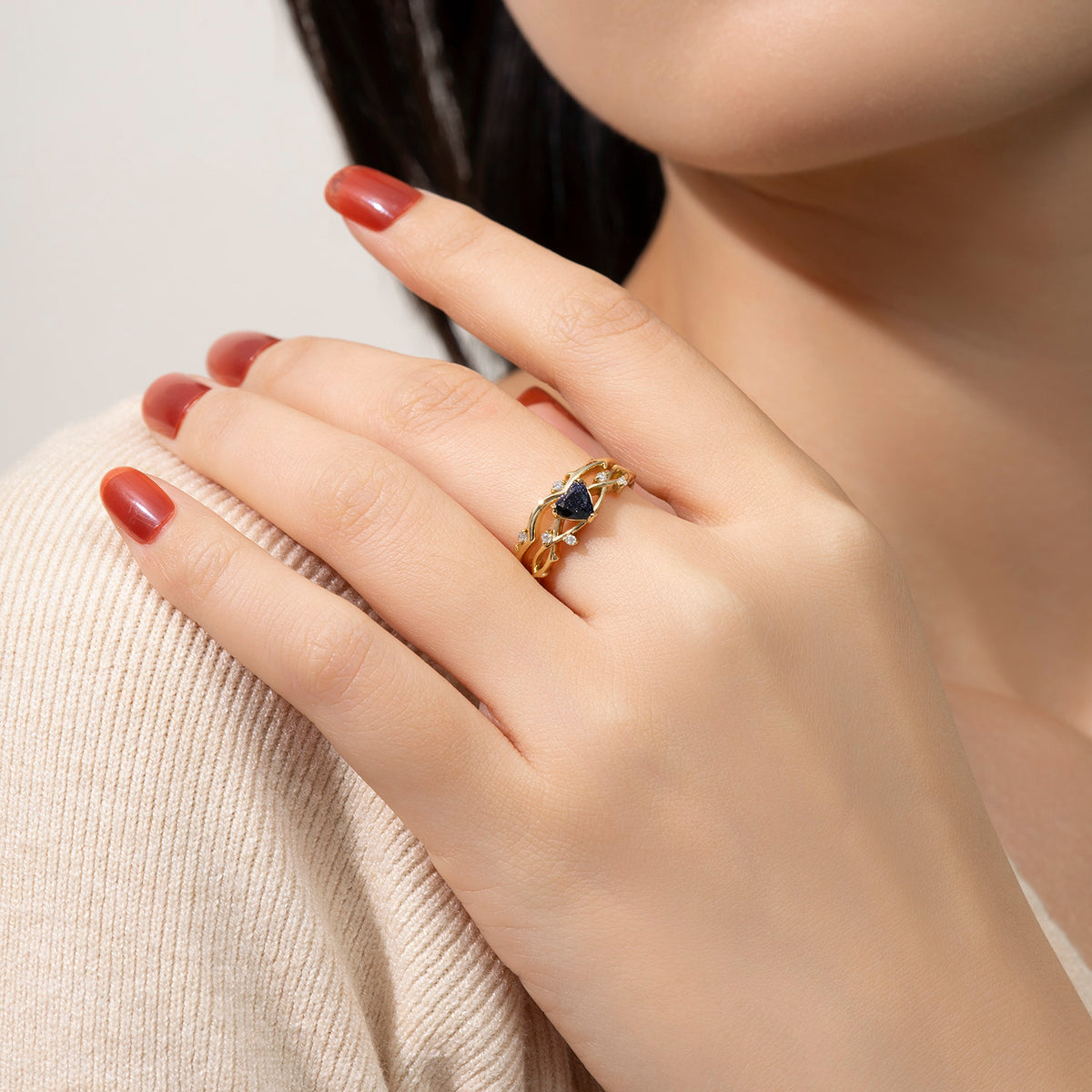 Dissoo® Winding Willow Heart Blue Goldstone Bridal Set