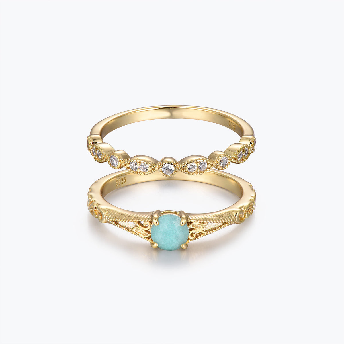 Dissoo® Engraved Pattern Amazonite and Versailles Bridal Set