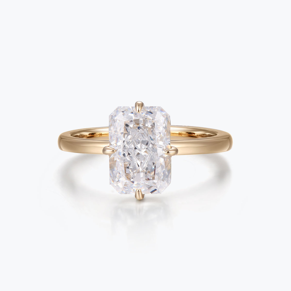 Dissoo® Gold 3.5ct Emerald Cut Solitaire Moissanite Ring