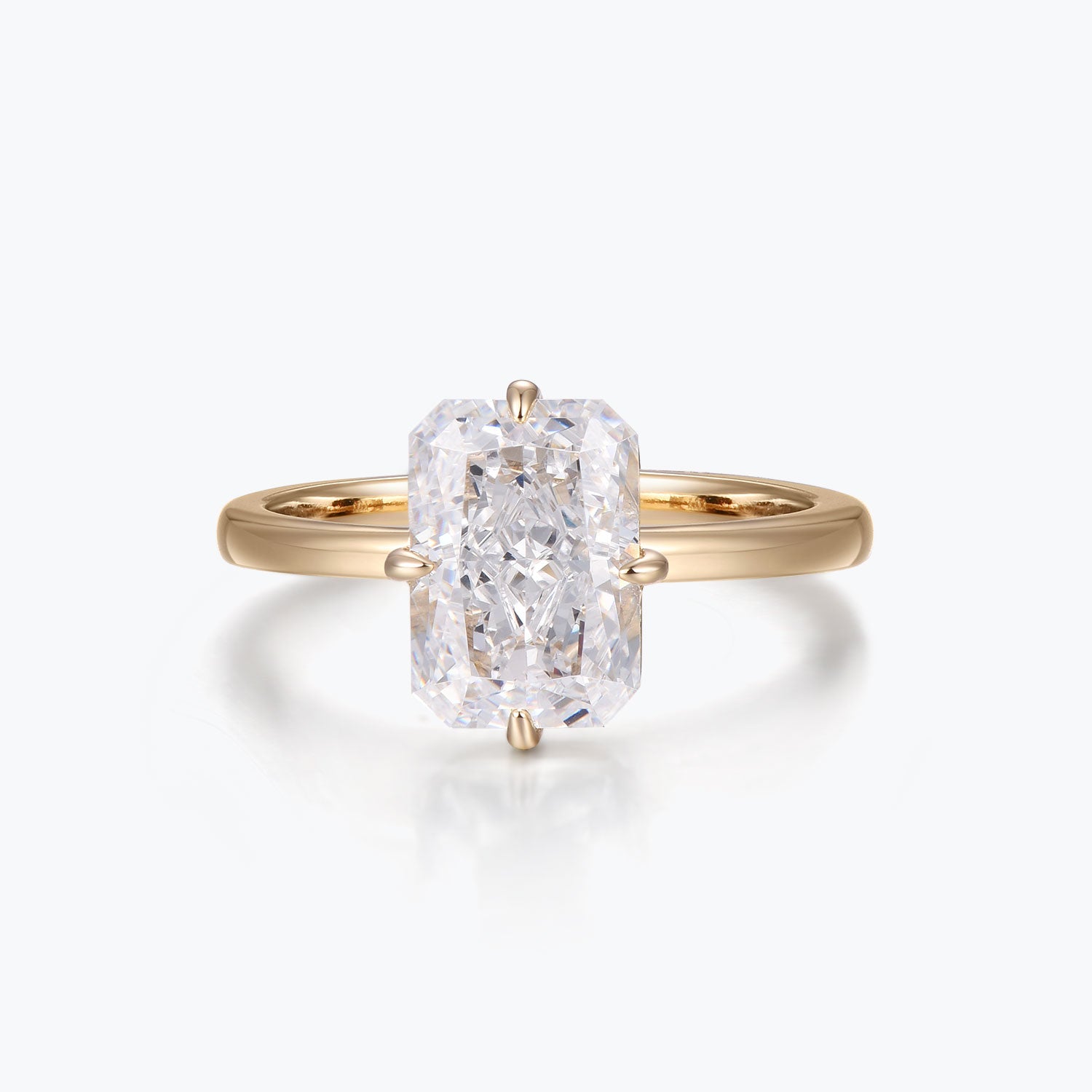Dissoo® Gold 3.5ct Emerald Cut Solitaire Moissanite Ring