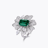 Dissoo® Emerald Green Floral Cluster Cocktail Engagement Ring