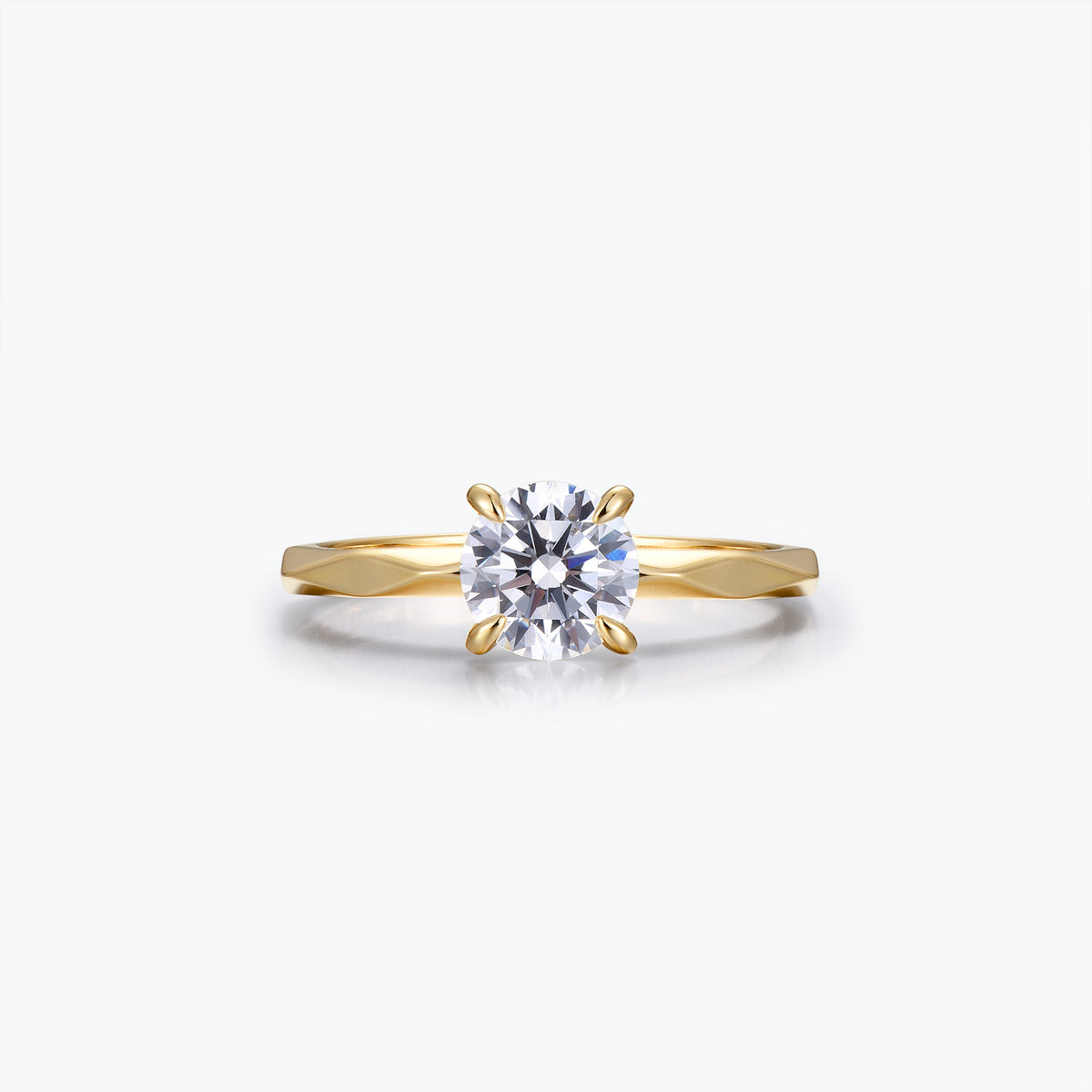 Dissoo® 1.0 Carat Round Cut Moissanite Engagement Wedding Ring in Gold Vermeil