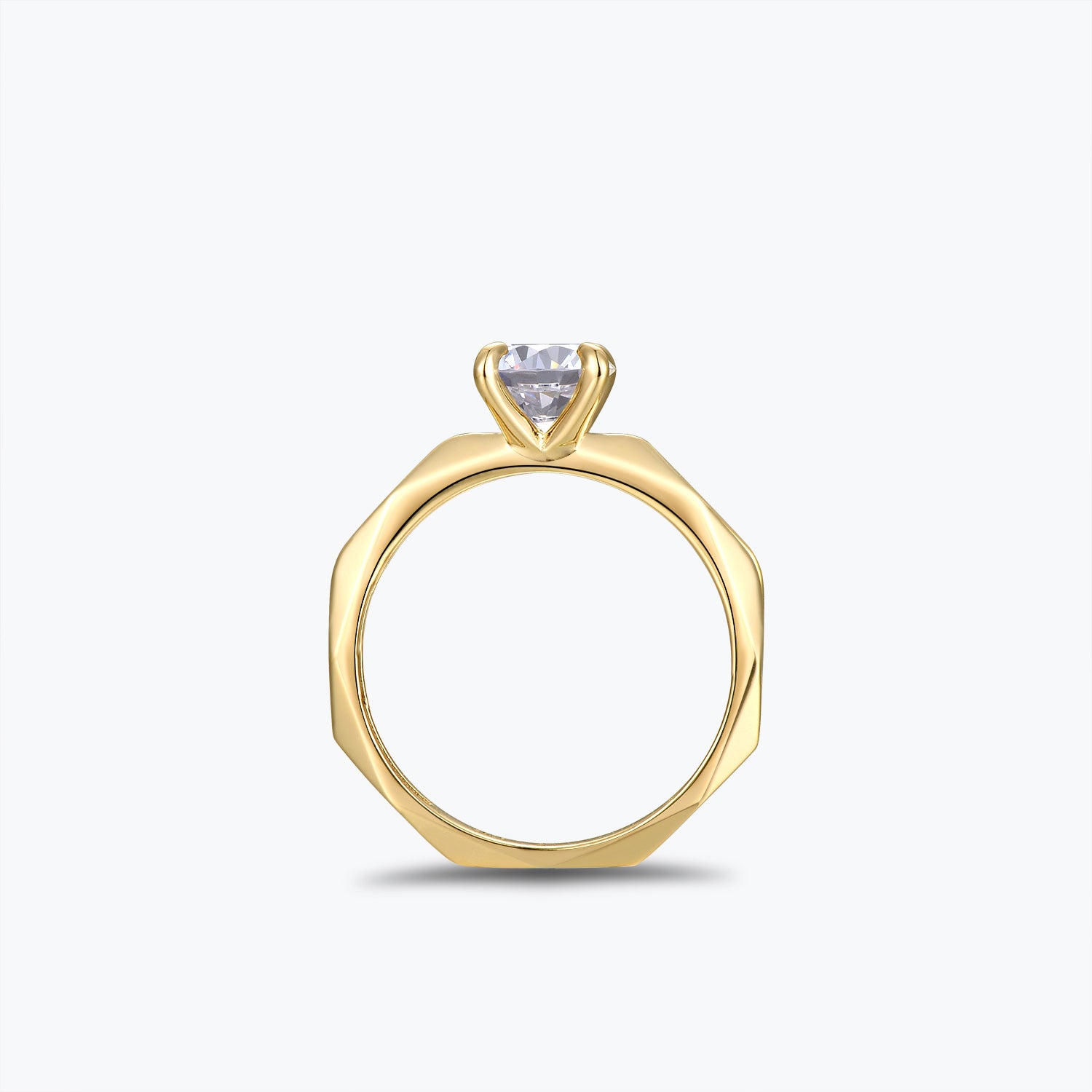 Dissoo® 1.0 Carat Round Cut Moissanite Engagement Wedding Ring in Gold Vermeil