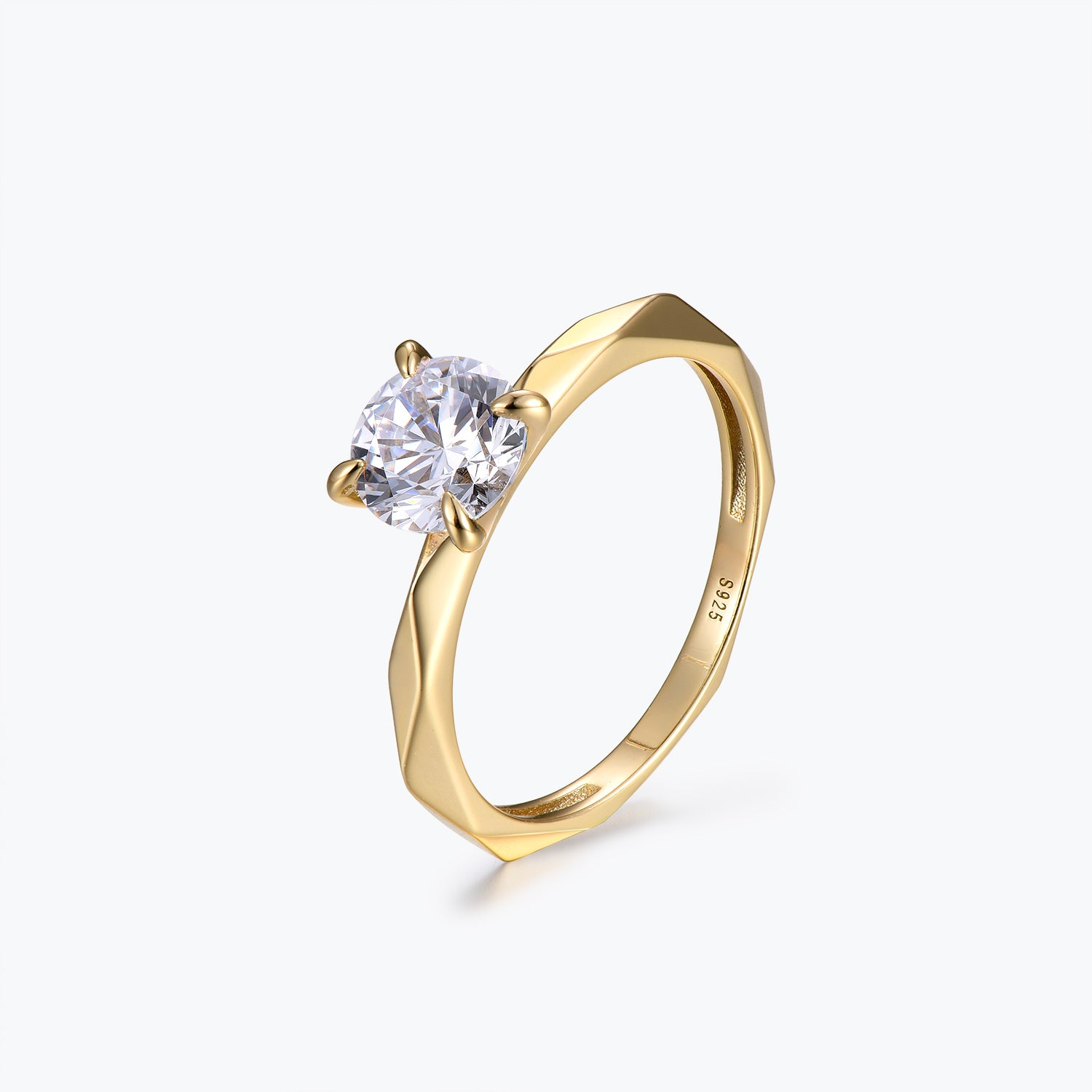 Dissoo® 1.0 Carat Round Cut Moissanite Engagement Wedding Ring in Gold Vermeil