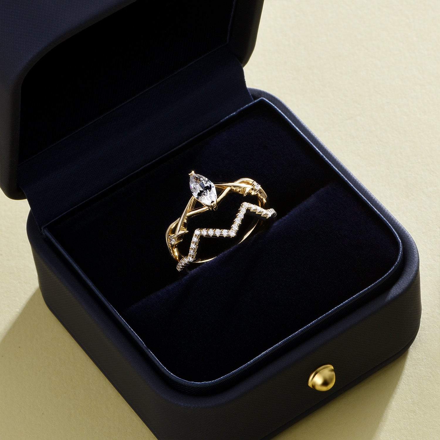 Dissoo® Willow Bridal Set With 0.5 Carat Marquise Cut Moissanite in Gold Vermeil