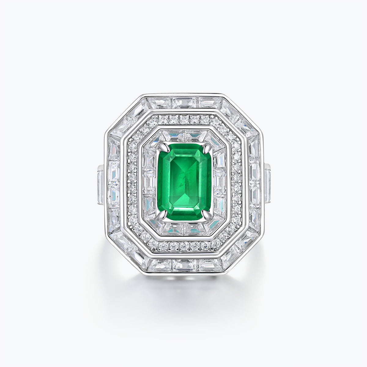 Dissoo® Classic Geometric Art Deco Emerald Green Ring