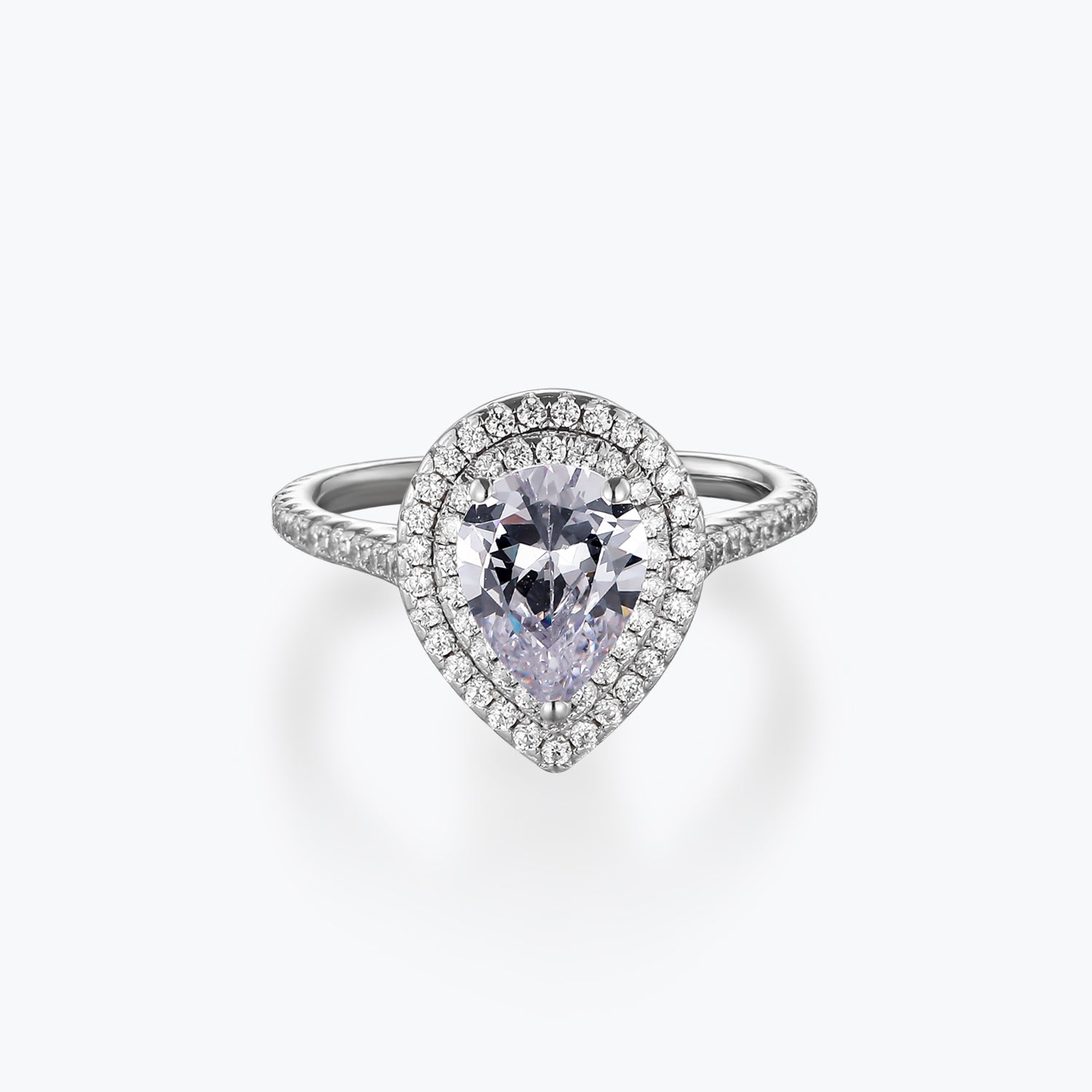 Dissoo® Pear Shaped Halo Sterling Silver Engagement Ring