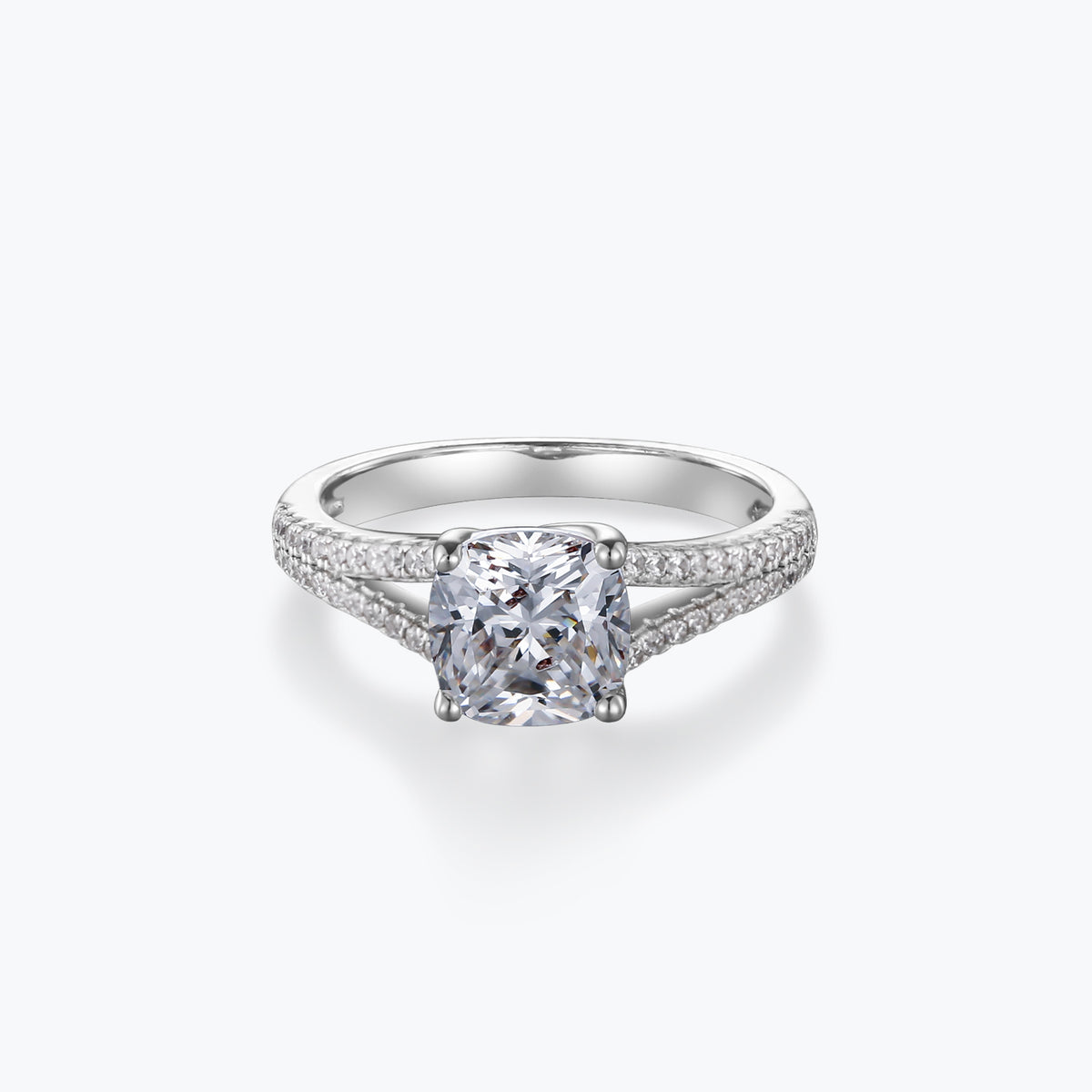Dissoo® Diamond White Cushion Sterling Silver Ring
