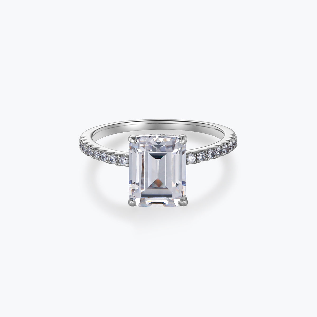 Dissoo® 3ct Diamond White Emerald Cut Sterling Silver Ring