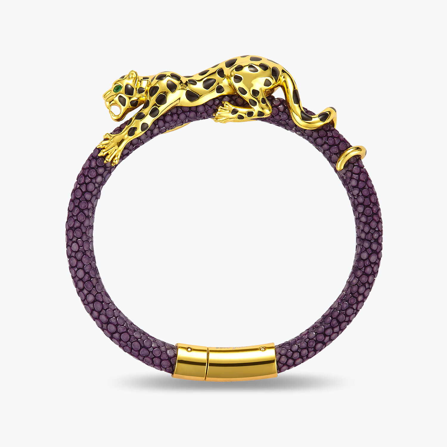 Dissoo® Genuine Leather Sterling Silver Leopard Bracelet