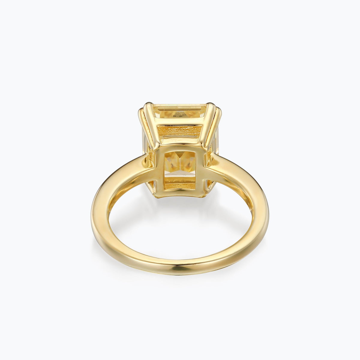 Citrine Yellow Emerald Cut Sterling Silver Ring - dissoojewelry