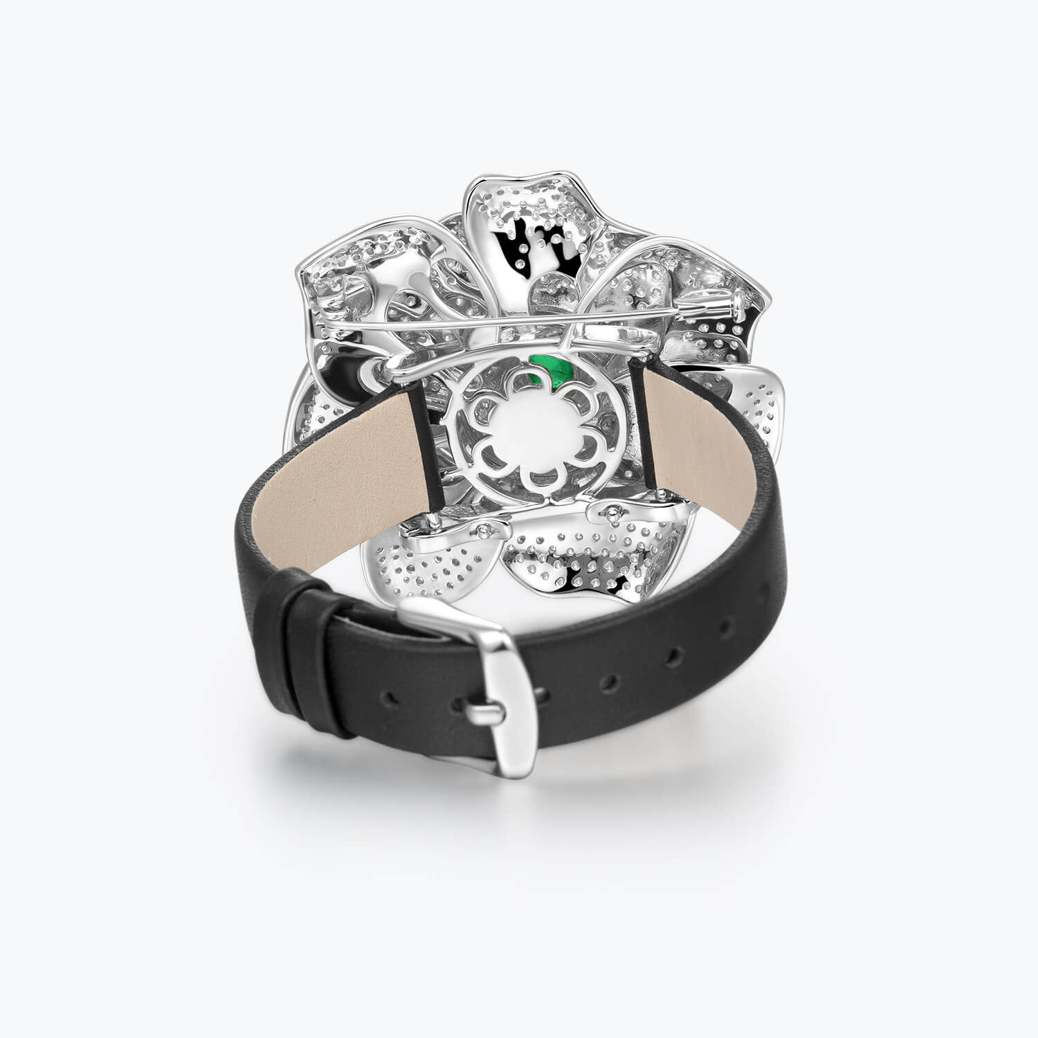 Classic Green & White Pave Rose Corsage Bracelet - dissoojewelry