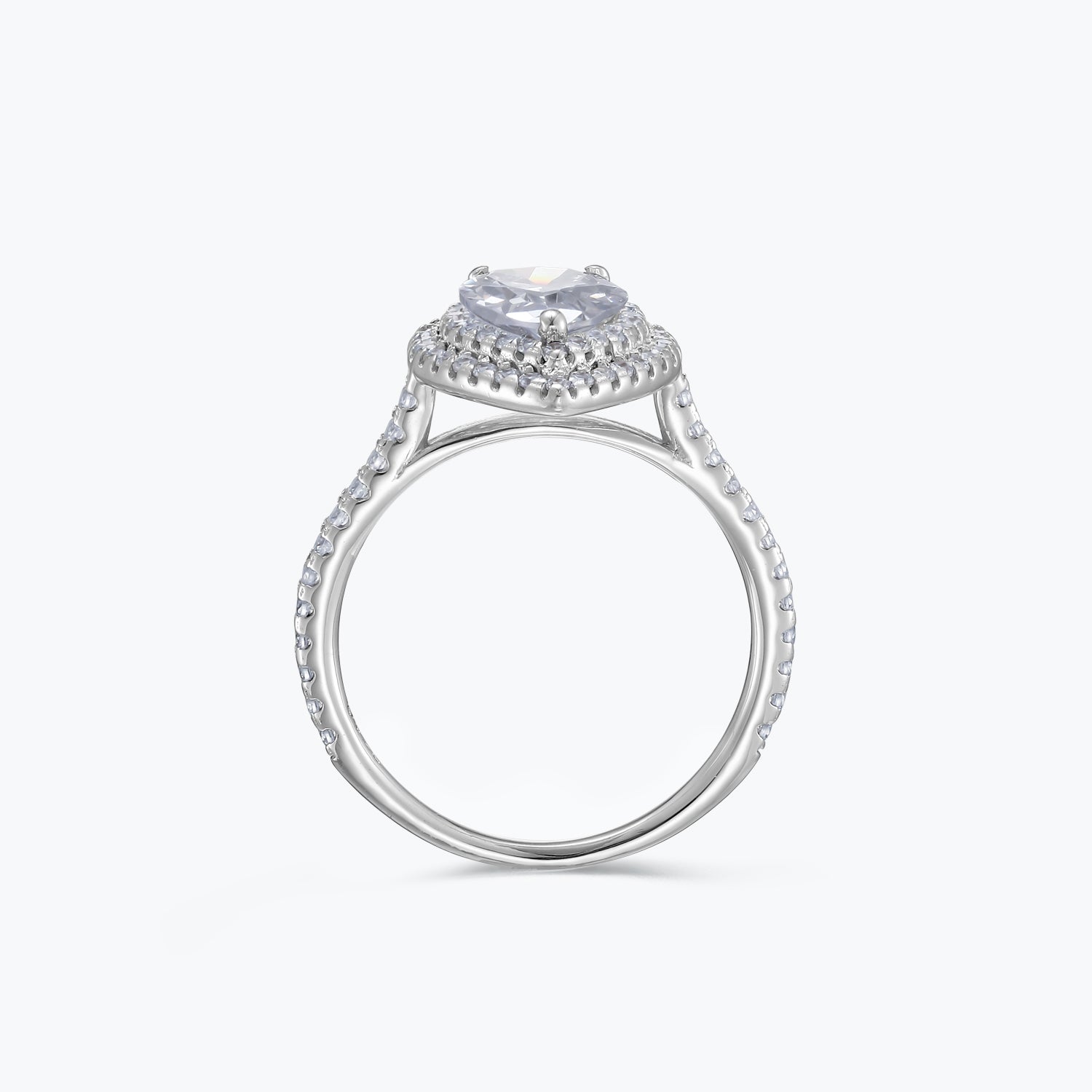 Dissoo® Pear Shaped Halo Sterling Silver Engagement Ring