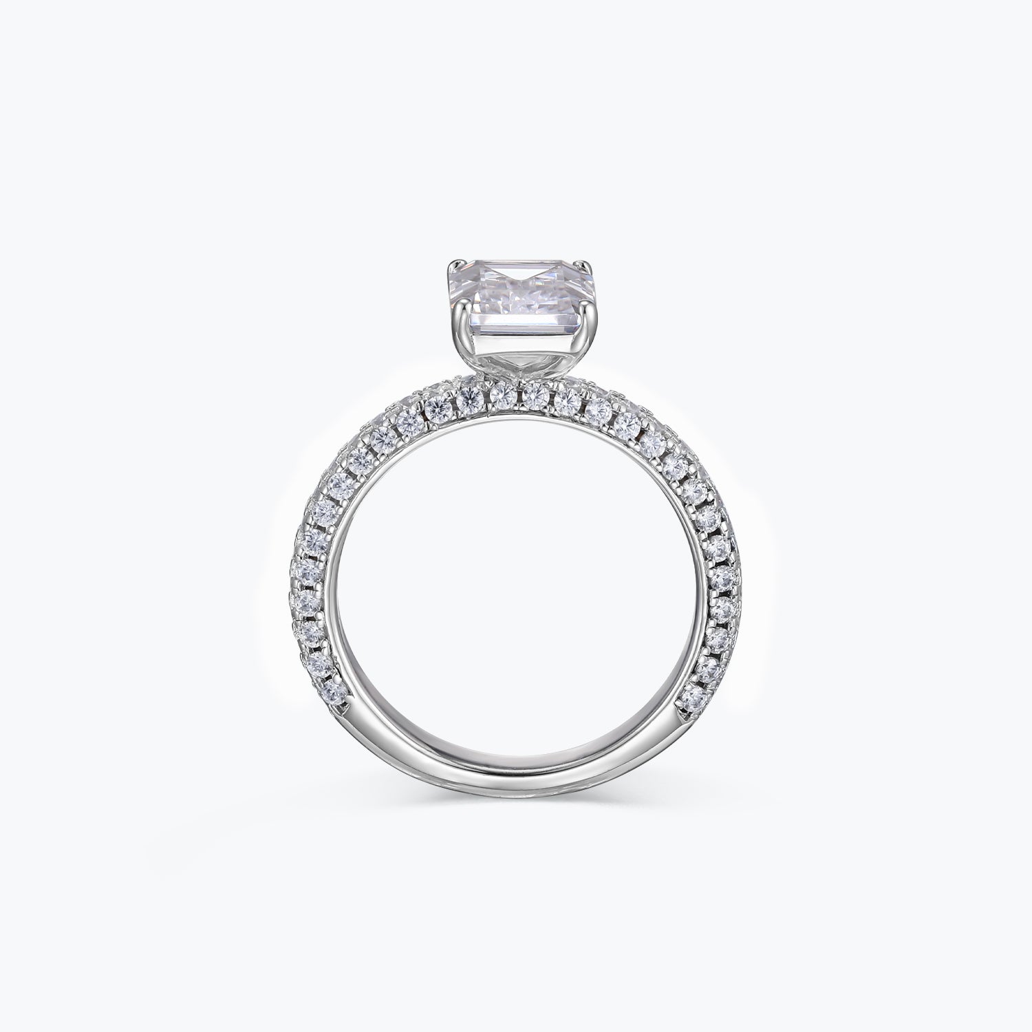 Dissoo® Diamond White Emerald Cut Sterling Silver Ring