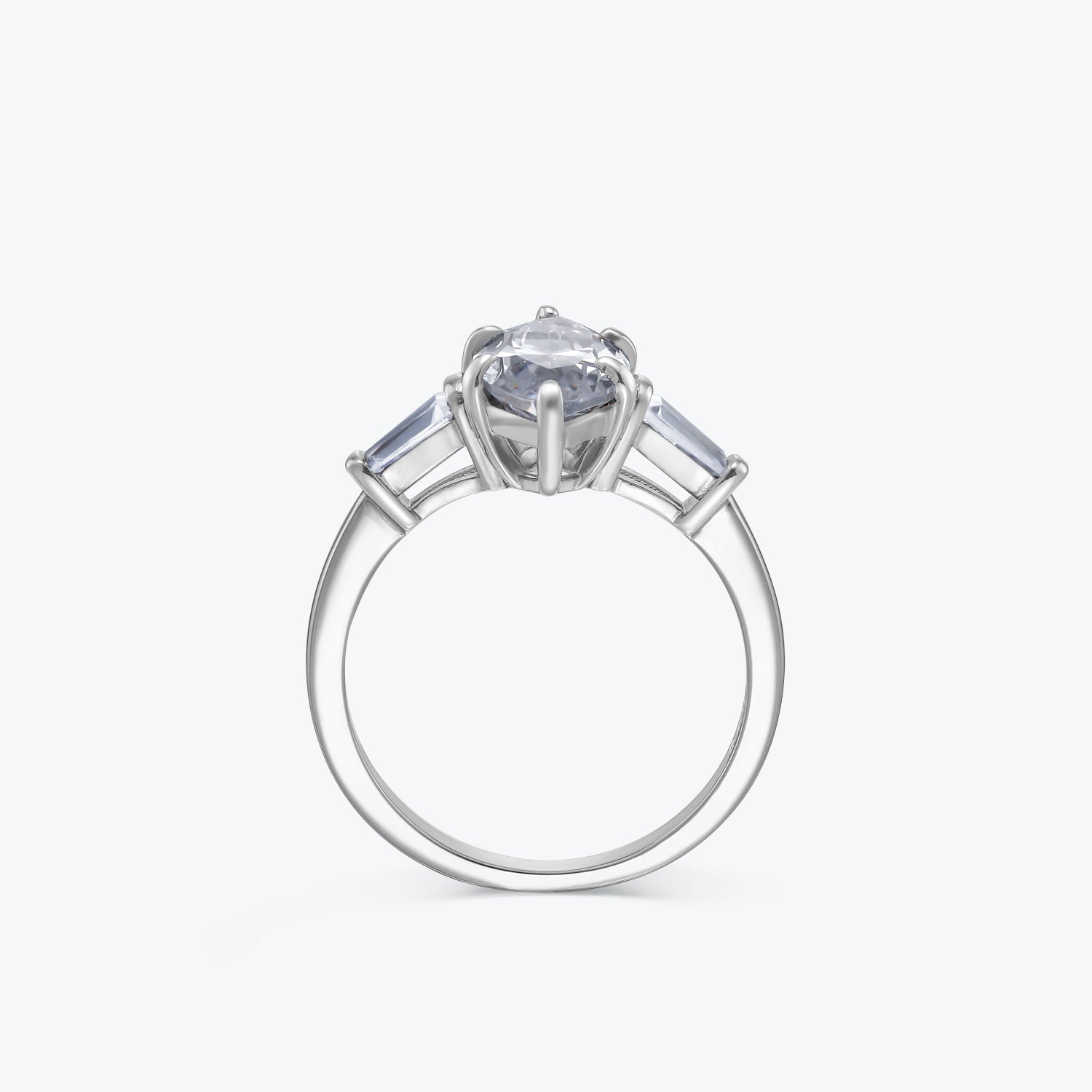 Dissoo® Marquise Cut 3 Stone Sterling Silver Engagement Ring