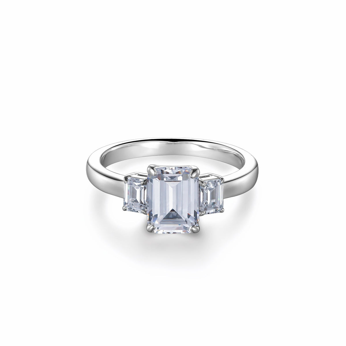 Diamond White Emerald Cut Sterling Silver Ring - dissoojewelry