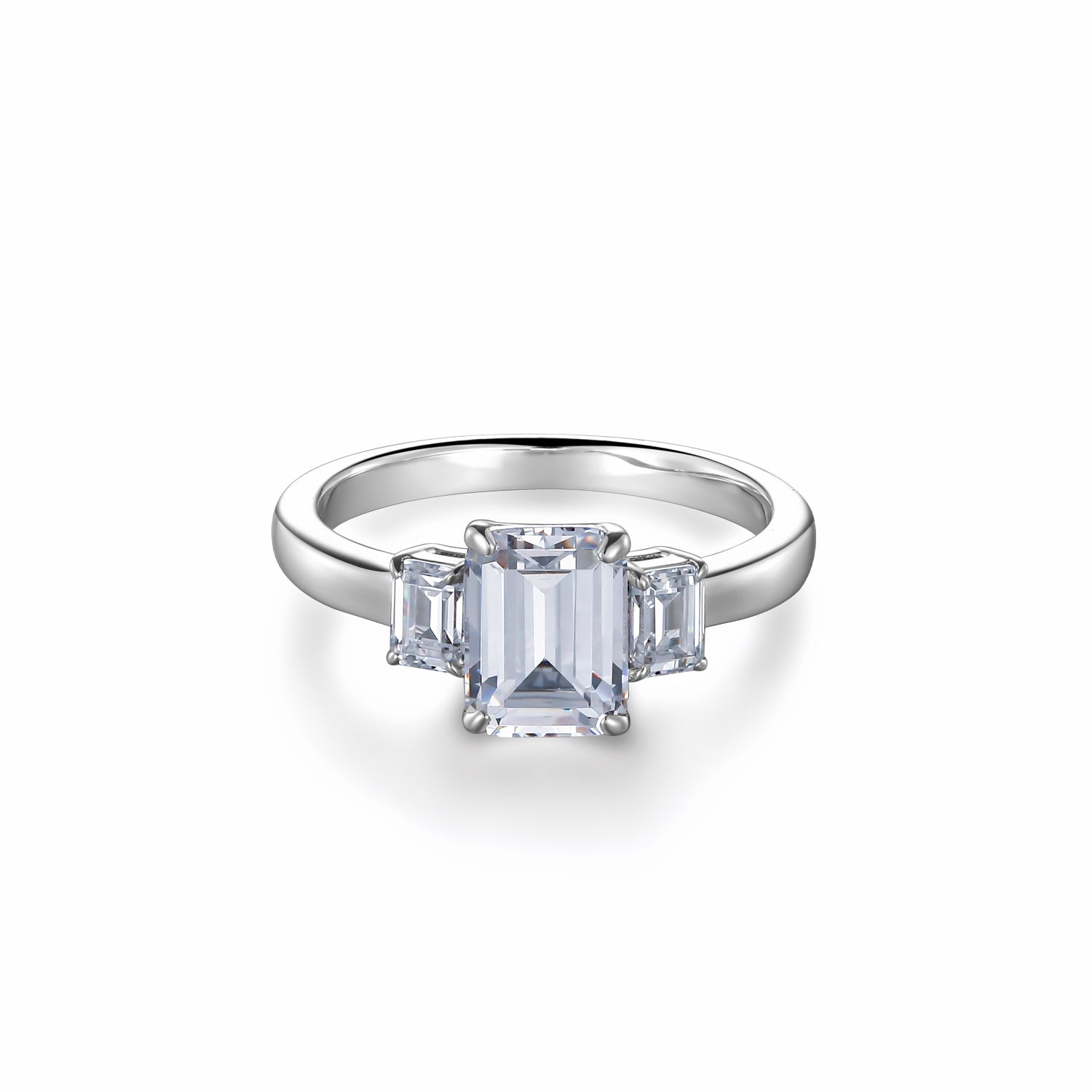 Diamond White Emerald Cut Sterling Silver Ring - dissoojewelry