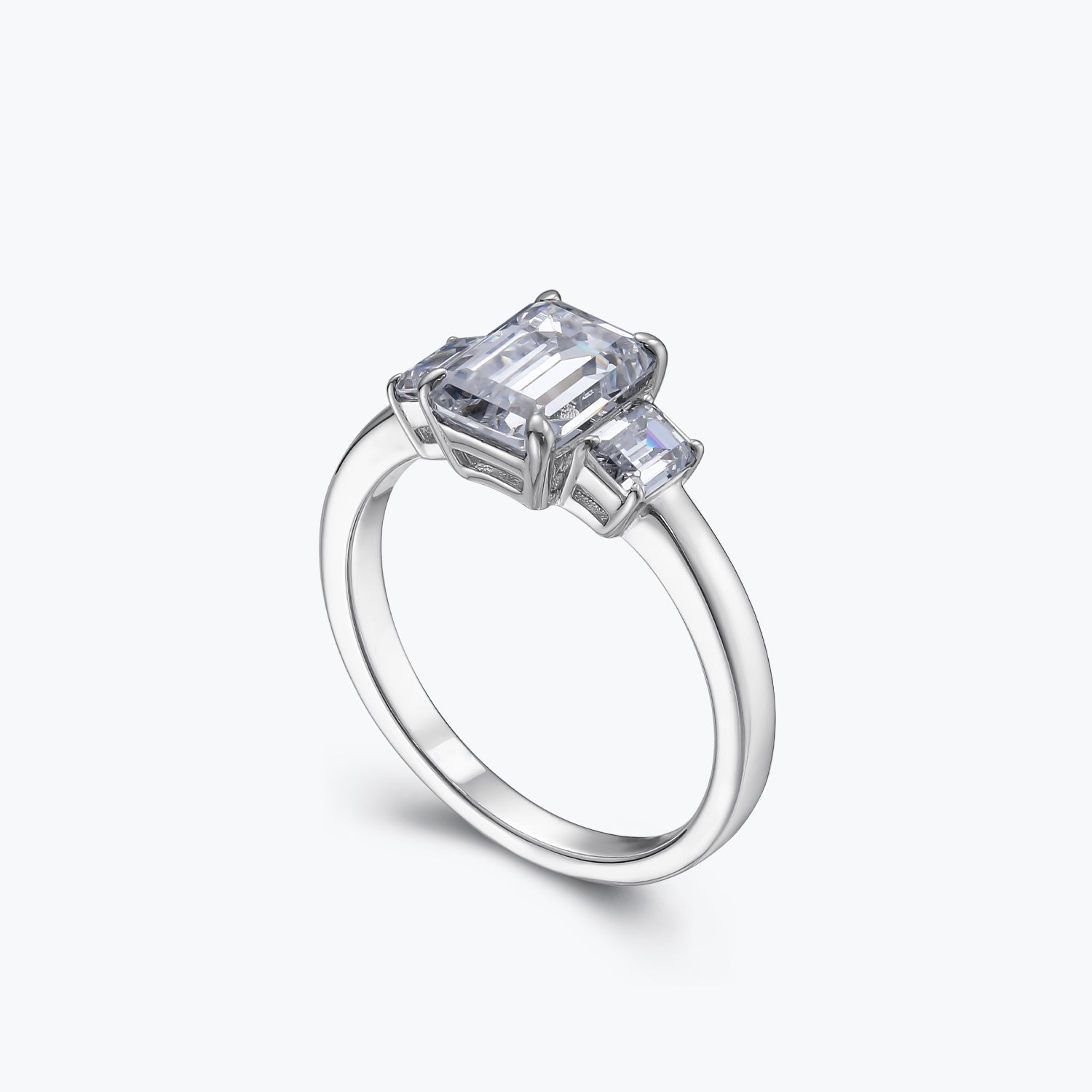 Diamond White Emerald Cut Sterling Silver Ring - dissoojewelry