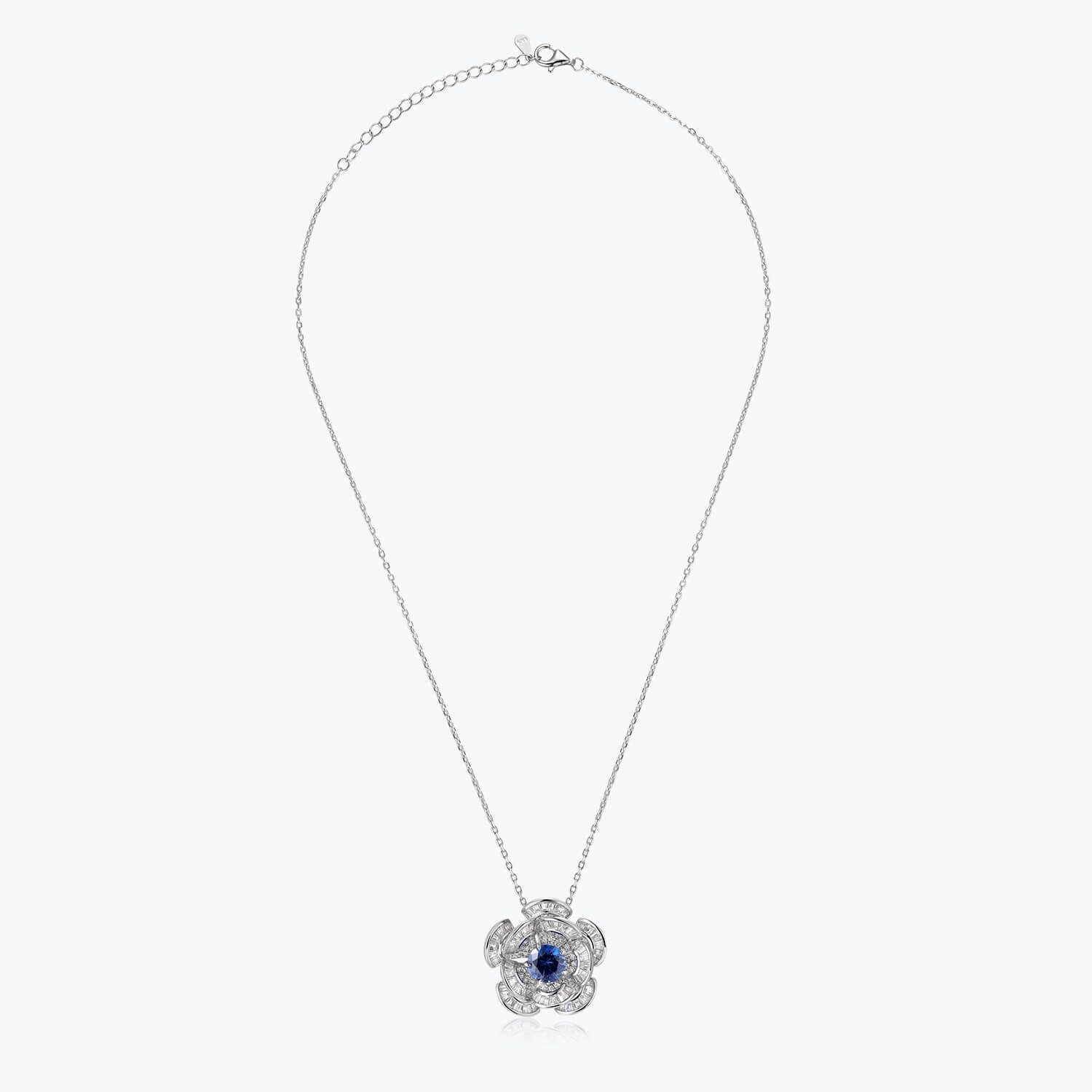 Dissoo® Blue & White Pinwheel Floral Cluster Cocktail Necklace - dissoojewelry