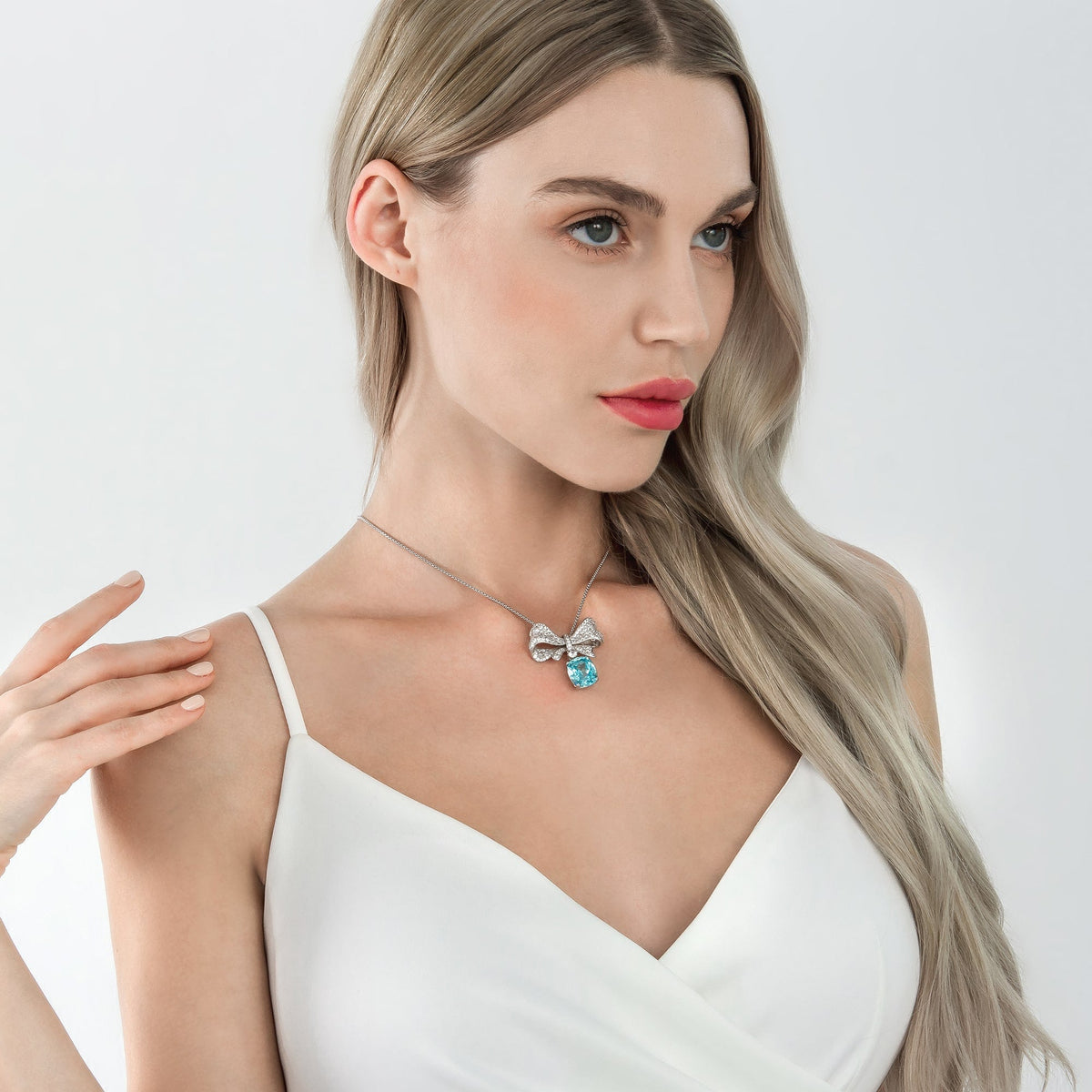 Dissoo® Bowknot Paraiba Tourmaline Drop Necklace&Pendant - dissoojewelry