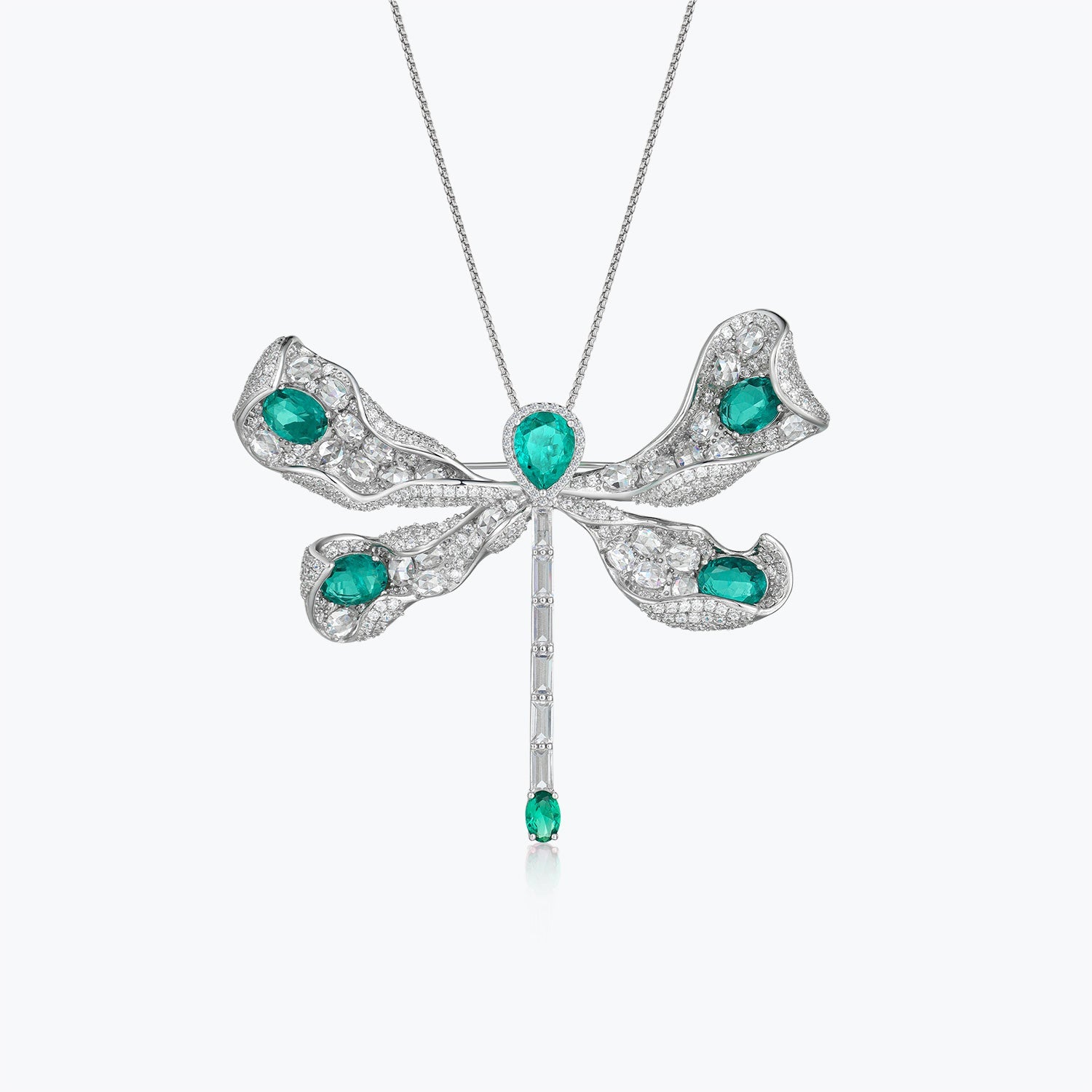 Dissoo® Emerald Sterling Silver Dragonfly Necklace&Brooch - dissoojewelry