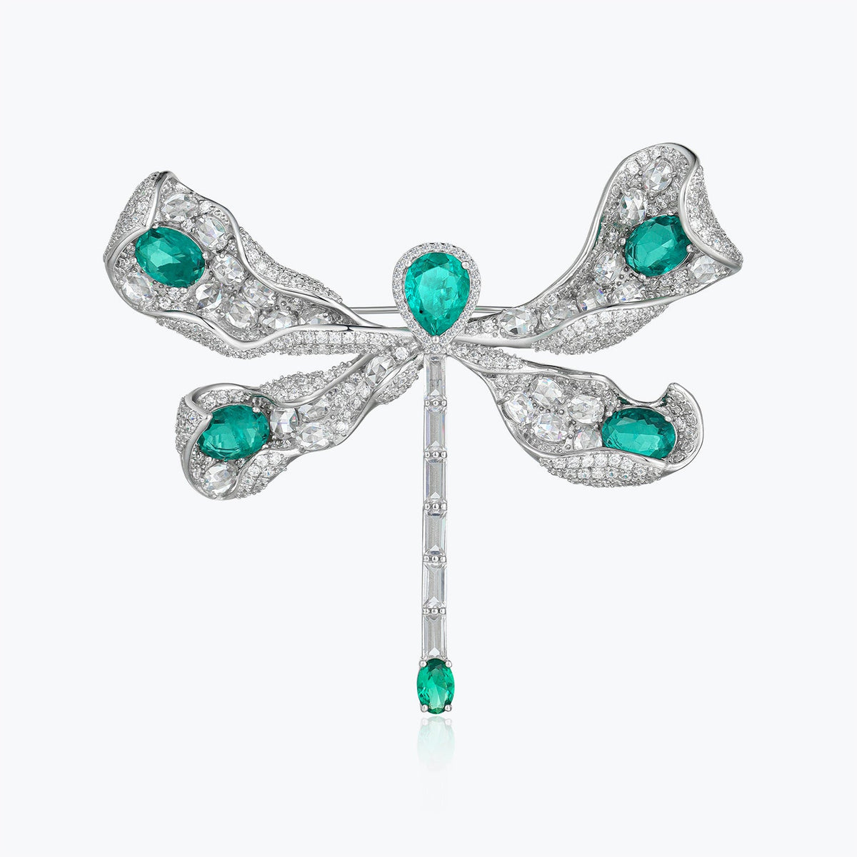 Dissoo® Emerald Sterling Silver Dragonfly Necklace&Brooch - dissoojewelry