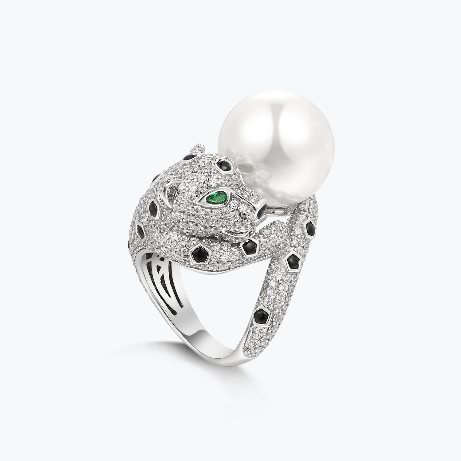 Dissoo® French Pave Cheetah Pearl Wrap Ring - dissoojewelry