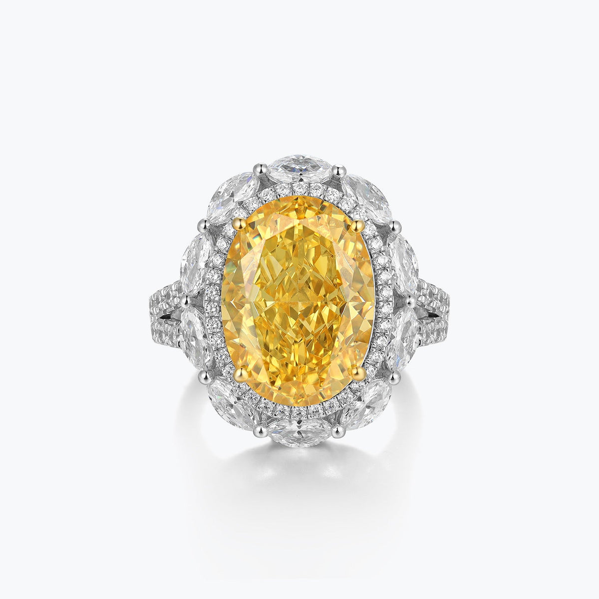 Dissoo® Sterling Silver Diamond Ring with Fancy Yellow Pear Ring - dissoojewelry